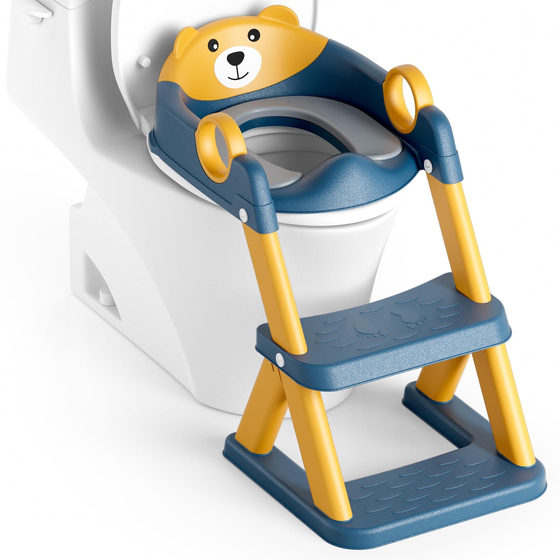 Rabb 1st Potty Training Seat, Upgrade Toddler Toilet Seat for Kids Boys Girls, 2 in 1 Potty Training Toilet for Kids, Splash Guard Anti-Slip Pad Step Stool (Upgraded Cushion)