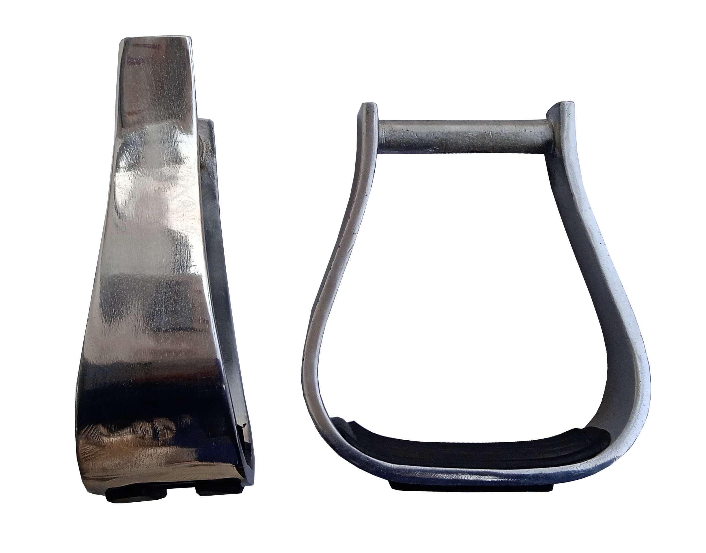 WeavingCraft Premium Aluminum Barrel Stirrups for Western Riding - Lightweight, Safe Horse Saddle Stirrup Castings(Silver,Rubber Included)