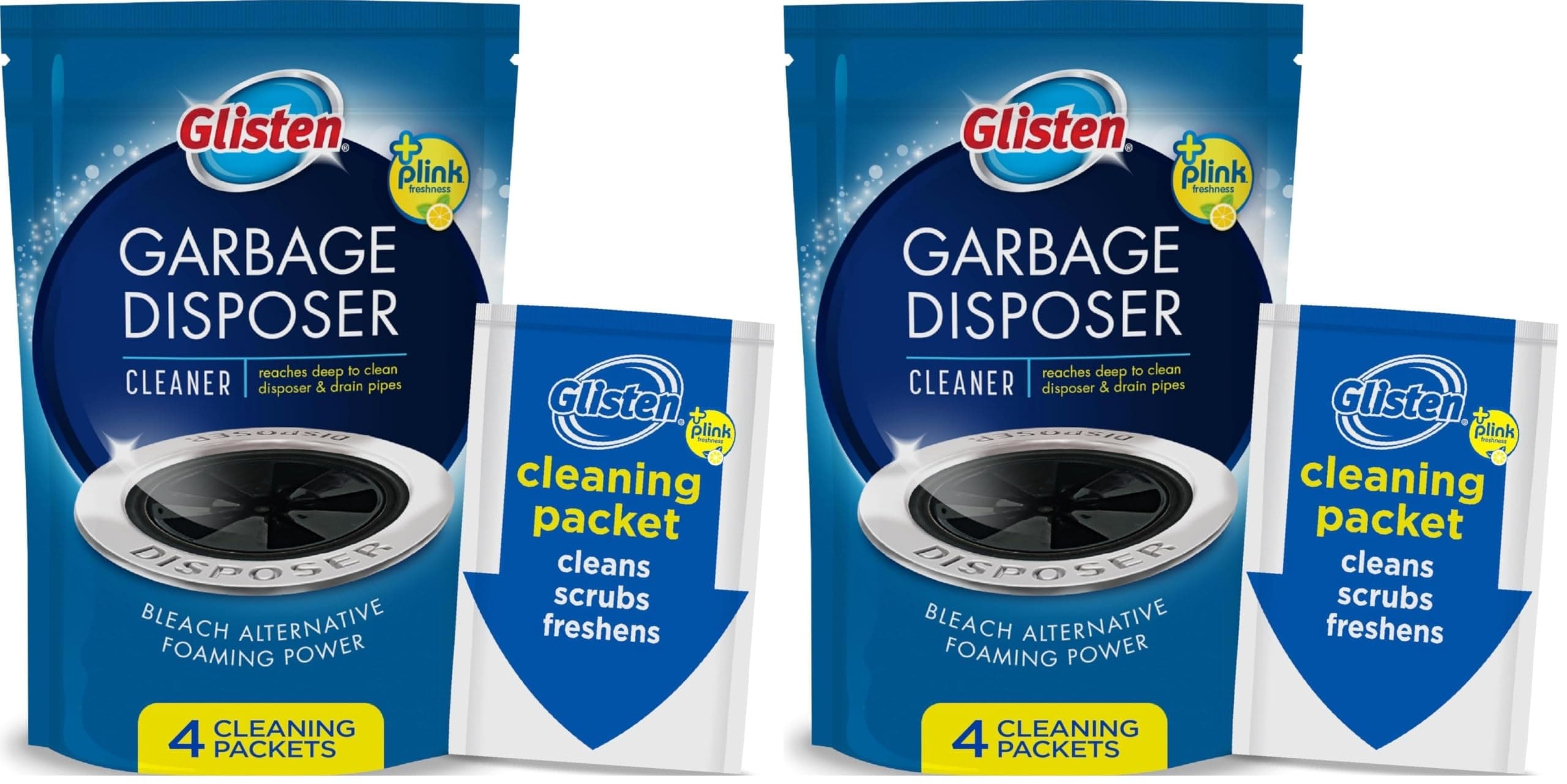 Glisten Garbage Disposer Cleaner and Freshener, Sink Disposal Odor Eliminator with Foaming Action, Lemon Scent, Made in the USA, (Pack of 2)