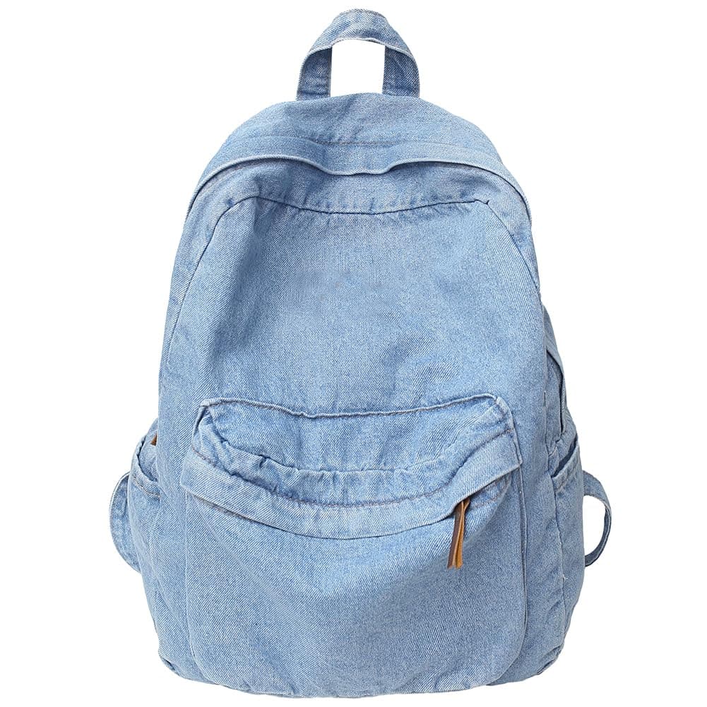 Mudono Denim Backpack for Women Retro Jeans Daypack Spacious Lightweight Rucksack Travel Backpack Fit 15 Inch Laptop…
