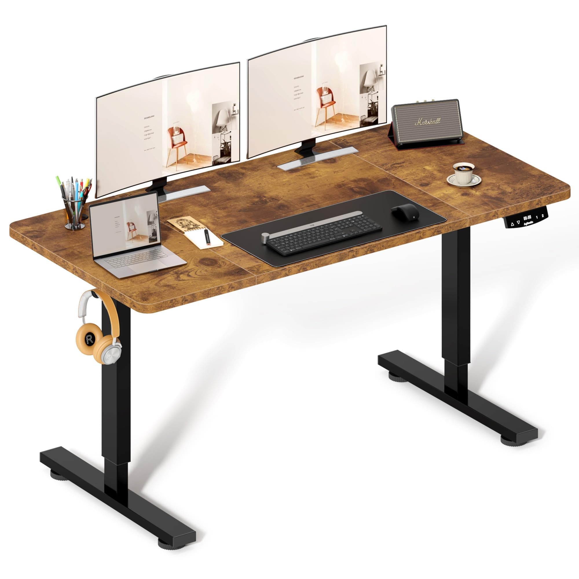 soges 63 Inch Electric Standing Desk,Single Motor Ergonomic Height Adjustable Desk Computer Desk,Ergonomic Sit Stand Desk Home Office Desks,with 2 Memory Preset Controller,10CZJXELT160NA-FG-CA