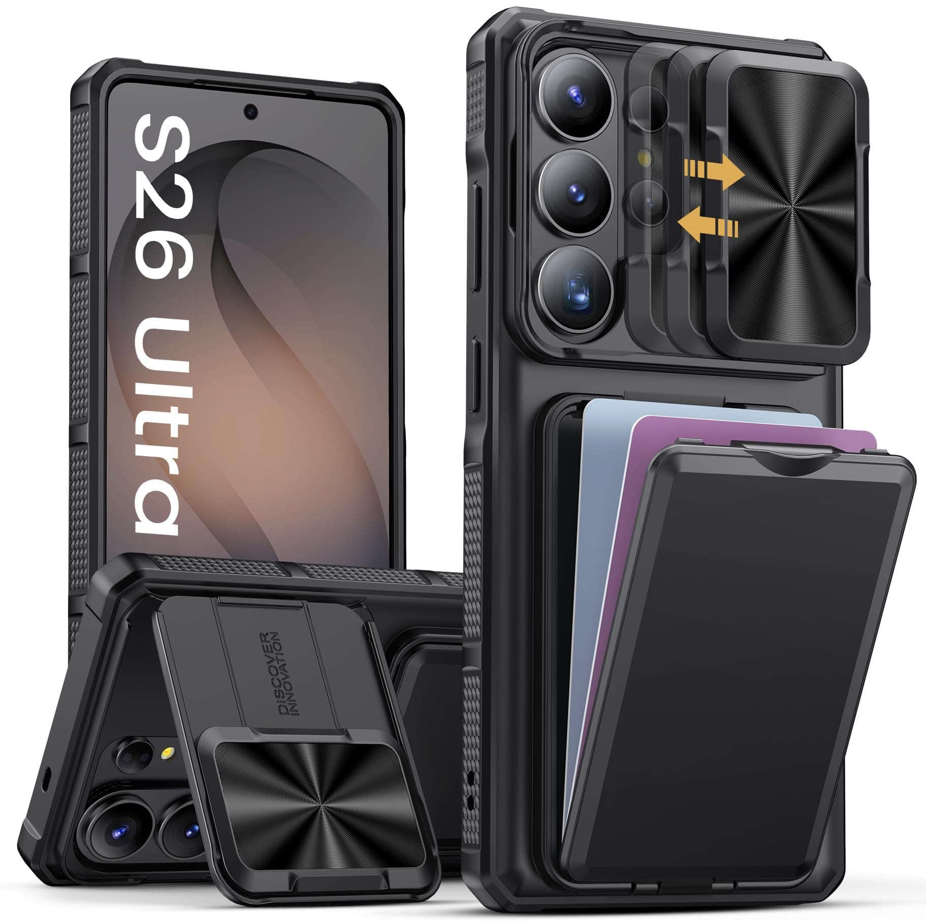 SSLOTSCASE for Samsung Galaxy S26 Ultra Case with Card Holder, Black