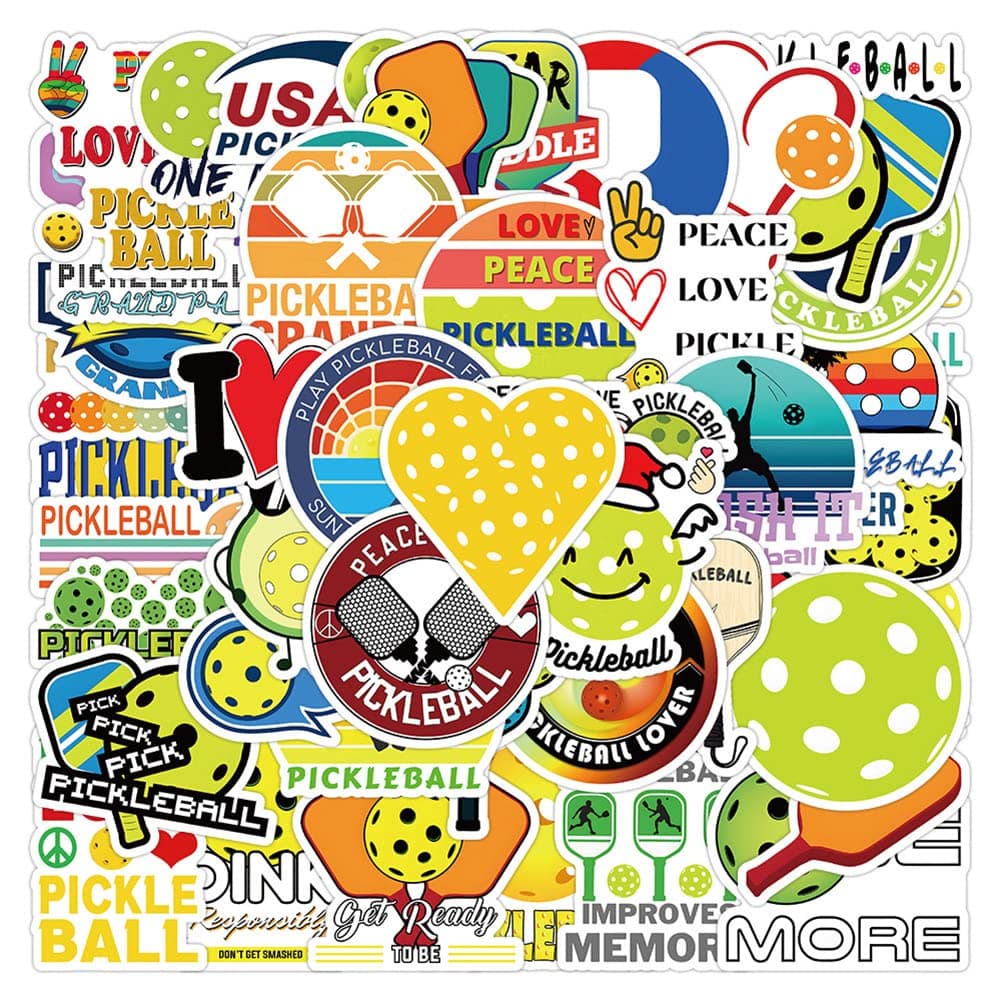 50Pcs Pickleball Stickers Waterproof Vinyl Decals for Water Bottles Laptop