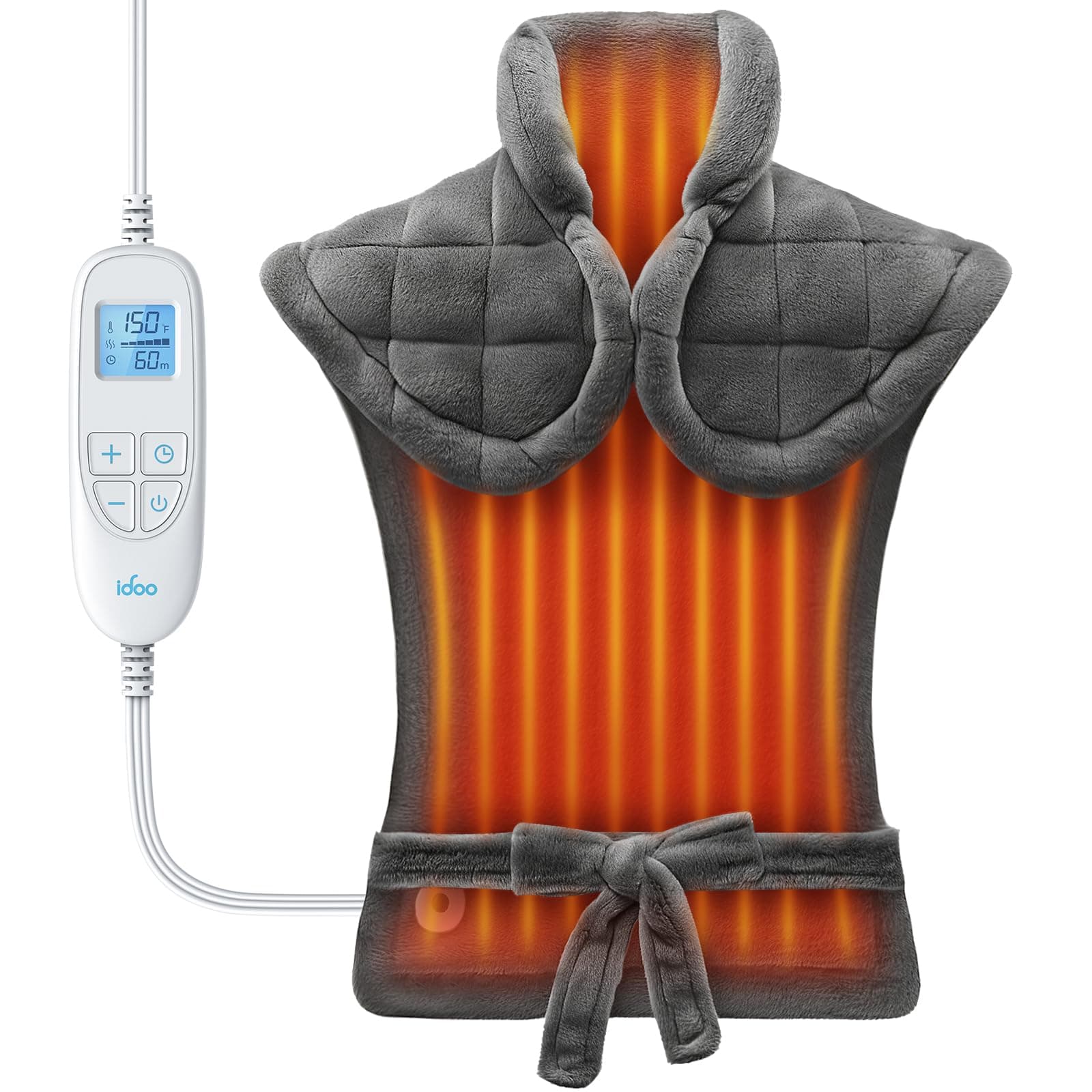 iDOO Heating Pads Electric, Weighted Neck Shoulders Heat Pad, 24"x33"Grey