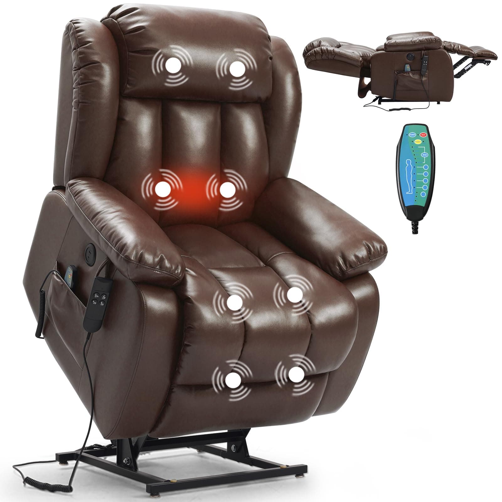 Dual Motor Infinite Position Lay Flat Power Lift Recliner Chair for Elderly
