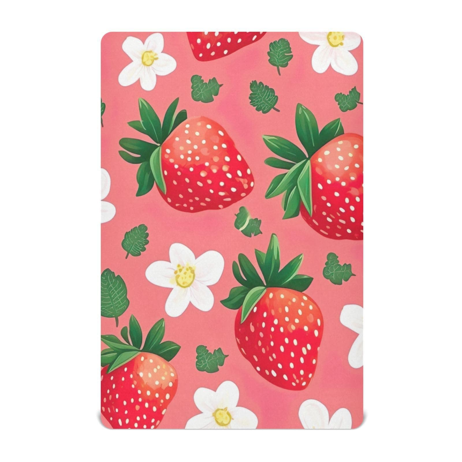 Haskirky Strawberry Flowers Baby Crib Sheets for Boys Girls Soft Breathable Elasticity Fitted Unisex Crib Sheet for Standard Crib Mattress 28 x 52 inches