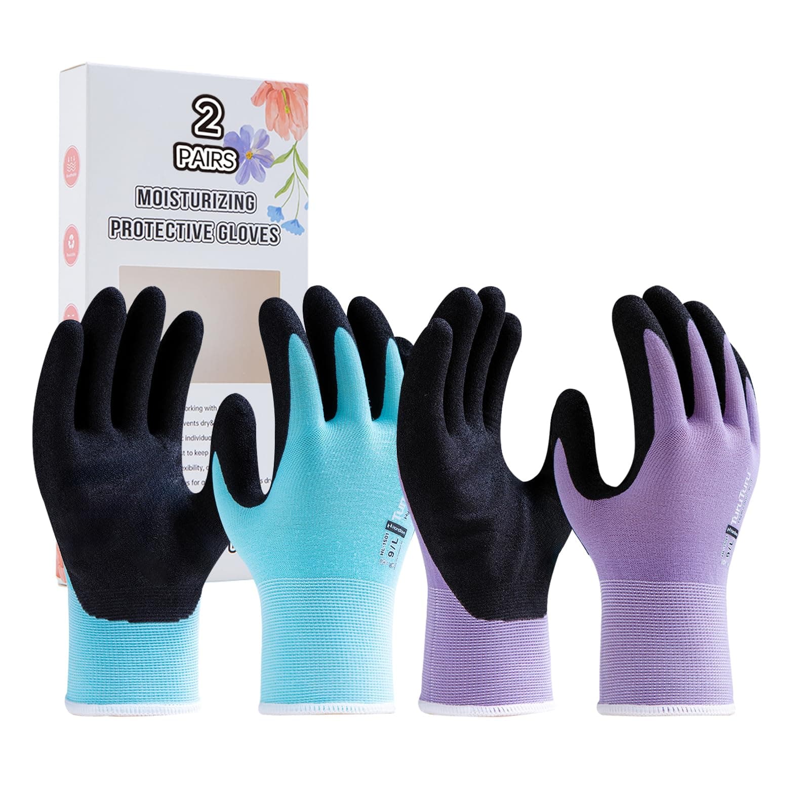 HandLove Gardening Gloves Women Weeding Planting,6 Pairs,Large, Blue&Purple
