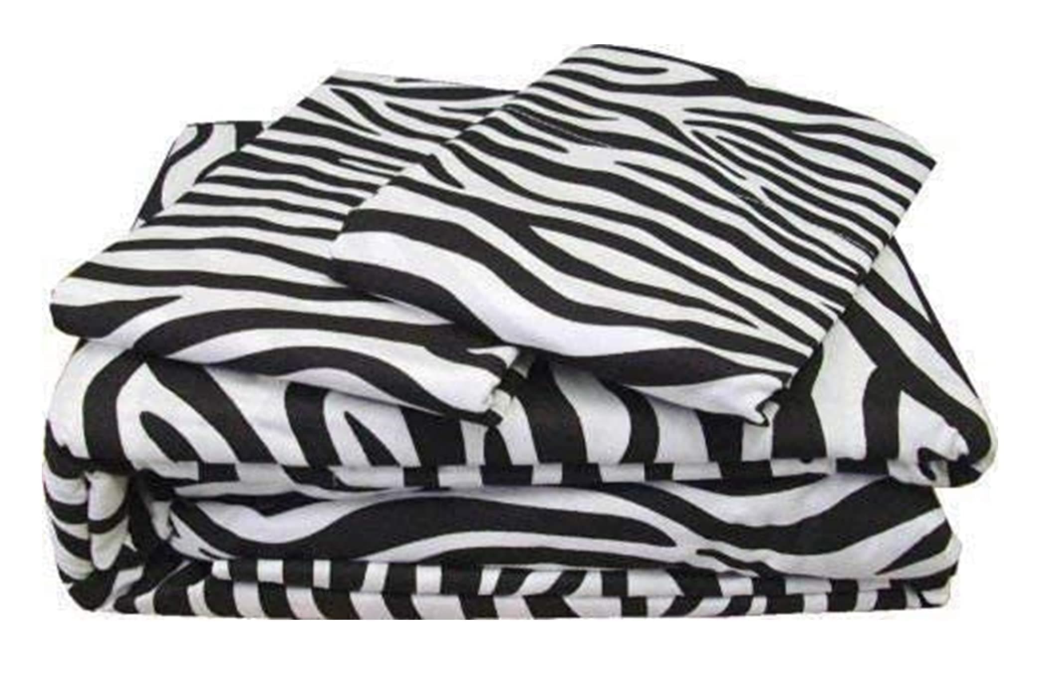 Pink Design Den Full-XL (81x102) Flat Sheet, Soft 1000-TC Organic Cotton, Cooling & Breathable Bed Sheets, Top Sheet, Full-XL Flat Sheet Only (Zebra Print)