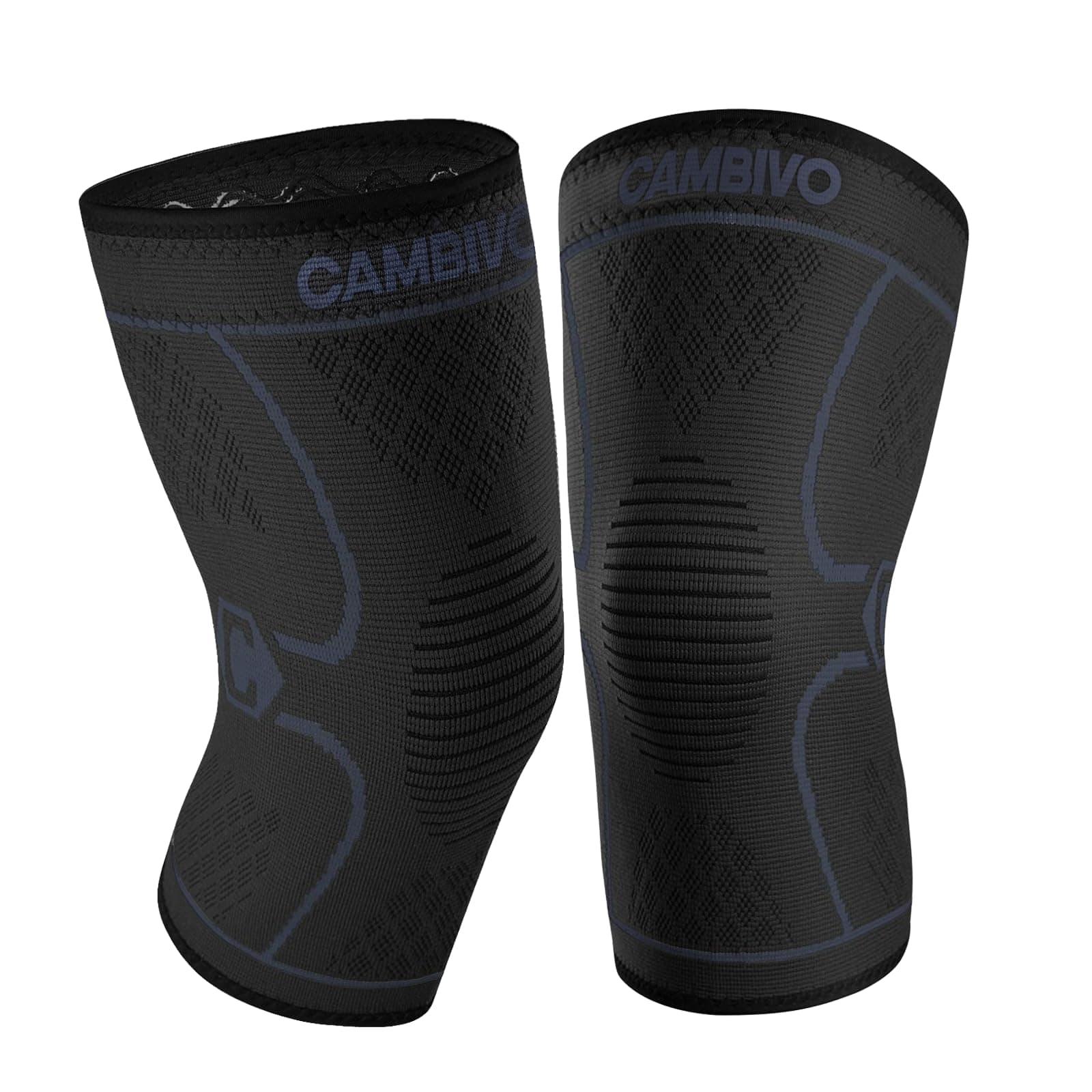 CAMBIVO 2 Pack Knee Brace, Knee Compression Sleeve Anti-Slip