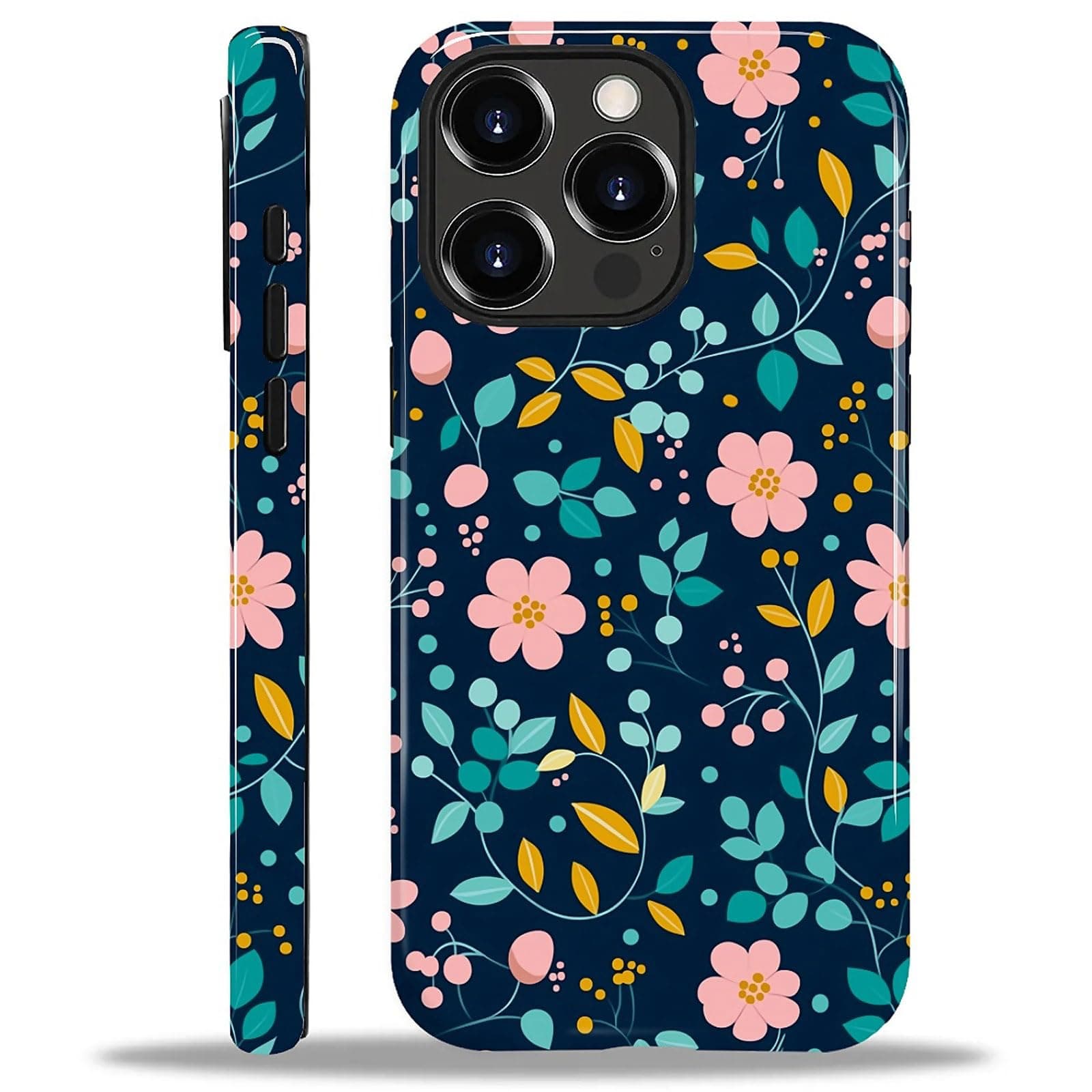 XUANWENPA for iPhone 13 Pro Case,Featuring A Mixed Two-Layer Protective Hard Shell Design with Bright Patterns,Colorful Leaves and Red Flowers.