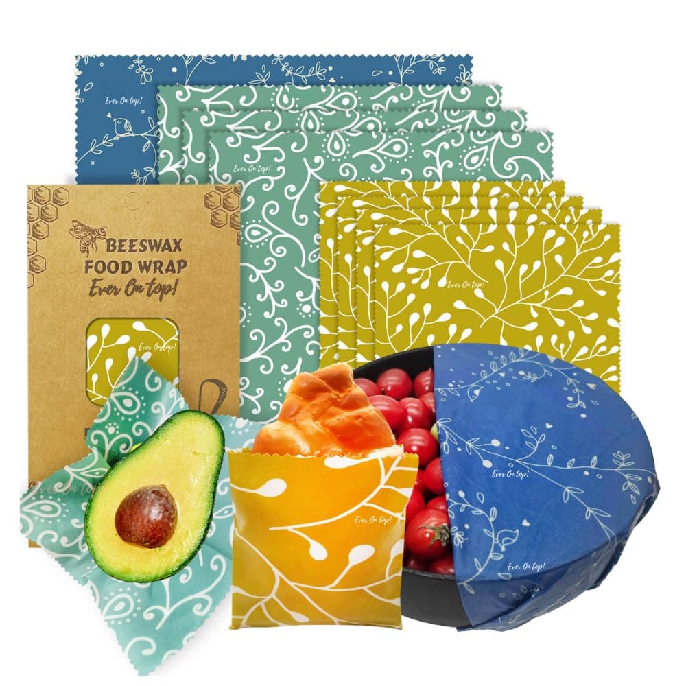 Ever On Top! 9 Pack Beeswax Wraps For Food - Bees Wax Wraps Reusable, Zero Waste, Organic Bee wrap for food leftovers, Fruit, Bees wax paper food wrap