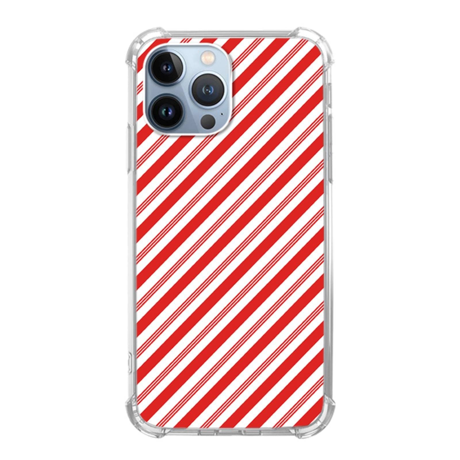 Cjoelzky Christmas Candy Canes Stripes Phone Case Compatible with iPhone 14 Pro Max,Aesthetic Candy Cane Trendy Cool Girl Boy Case,Silicone Shockproof TPU Bumper Case for iPhone 14 Pro Max