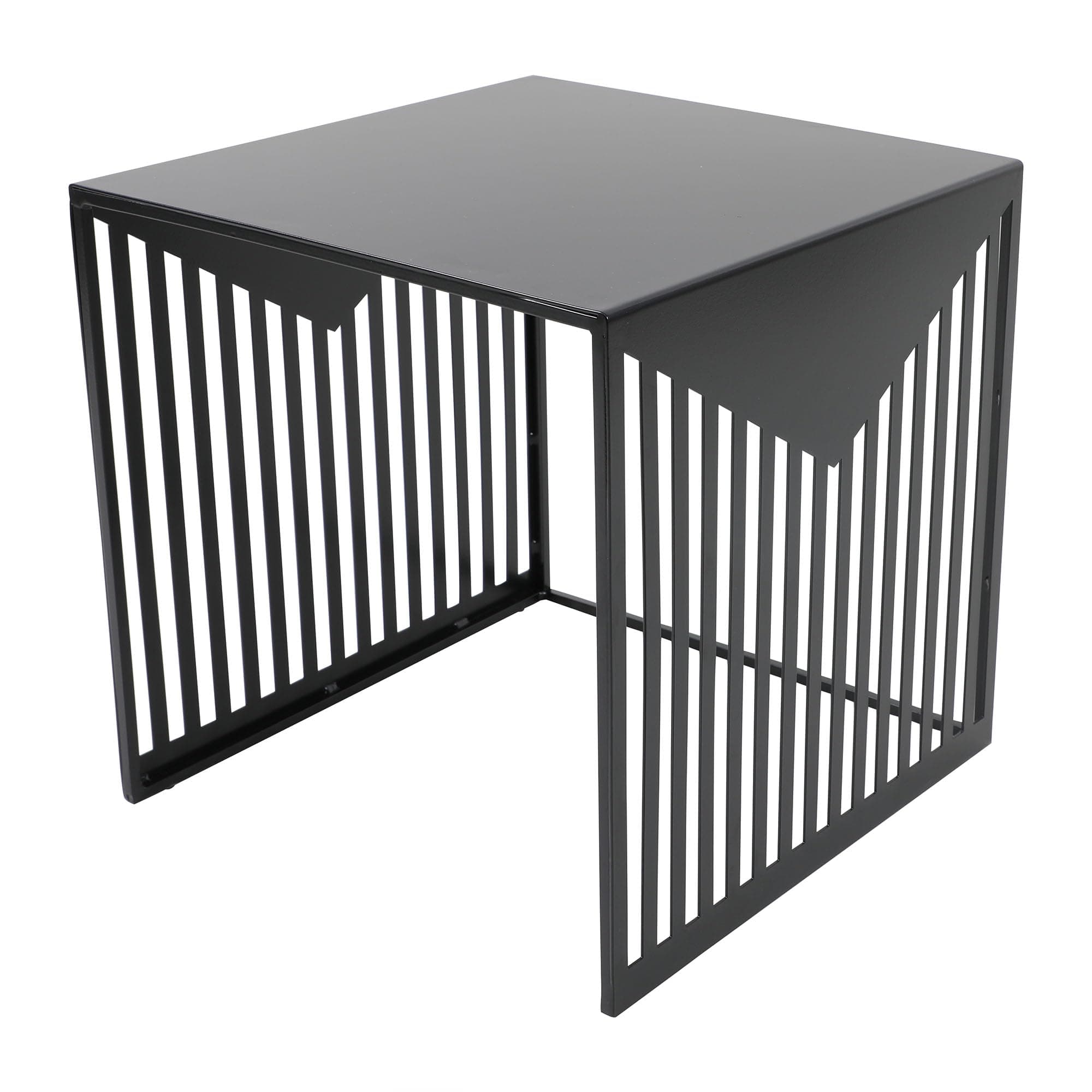 LeisureMod Cisco Mid-Century Design Square Steel Powder Coated Finish Side/End Tables Perfect for Modern and Contemporary Living Space, Black