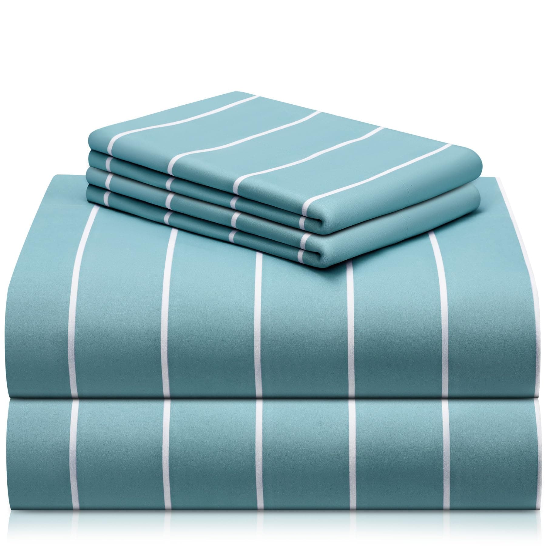 Queen Size Striped Sheets, Deep Pocket Soft & Cooling Bed Sheet Set, 4PC