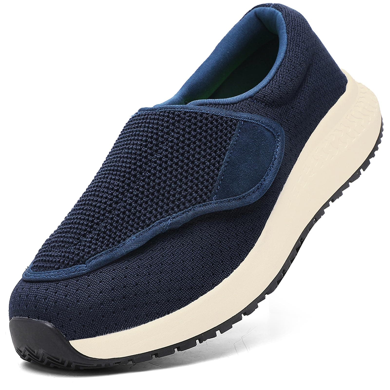 HOMASS Diabetic Shoes for Men and Women, Adjustable Slip-On Wide Walking Shoes for Swollen Feet, Orthopedic Foot Pain Relief, Neuropathy - EasyTop Wings Blue