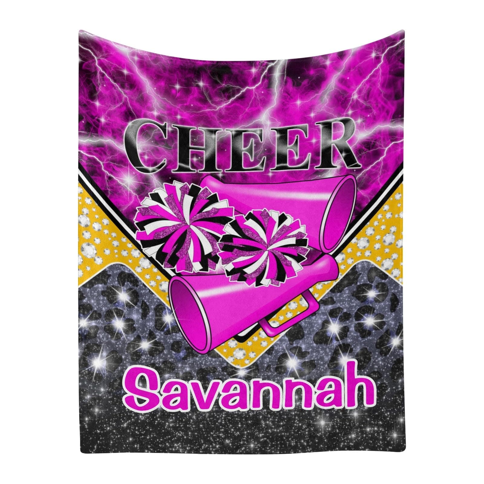 CUXWEOT Rose Purple Black Cheerleader Cheer Personalized Baby Blanket with Name Soft Throw Fleece Blankets for Girls Boys Newborn Infants Kids Shower Birthday Gift 40X50 inch