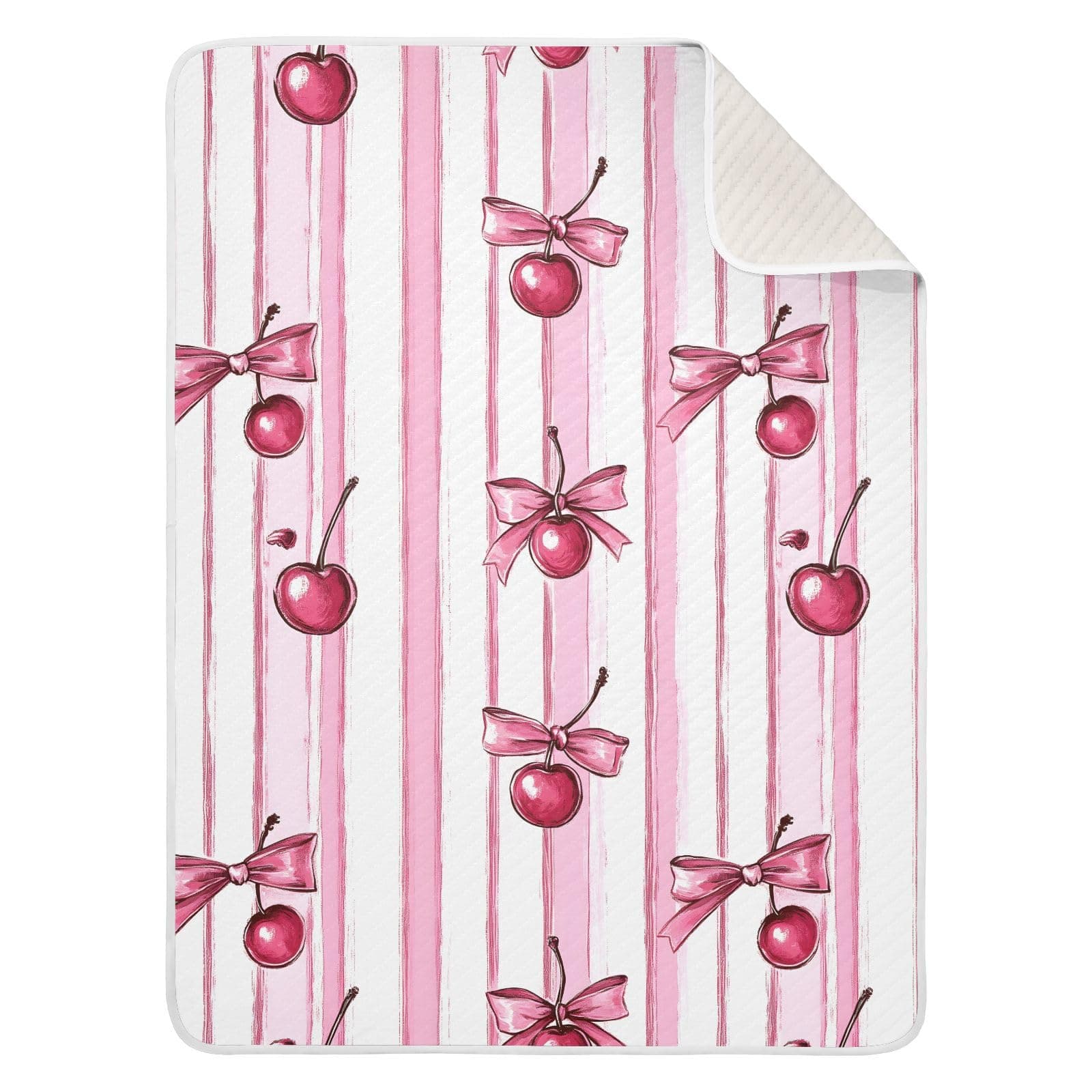 Cotton Baby Blanket Soft Cozy Throw Blanket Nursery Swaddle Receiving Blankets for Toddler Bed 30" x 40 - A Seamless Pattern Red Cherries Tied with Bows