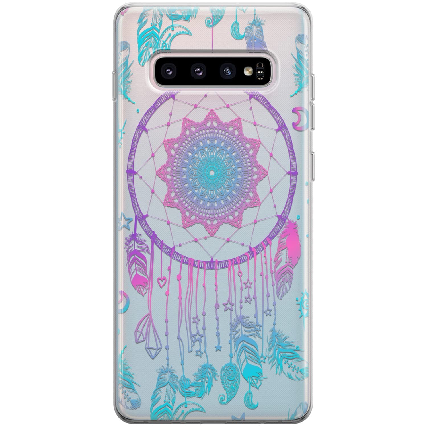 Cavka Phone Case Compatible with Samsung Galaxy S25 S24 S23 Ultra S22 Plus S21 FE S20 Note 20 Blue Dream Catcher Native American Protective Design Flexible Cell Feathers Boho Chic Durable Bumper