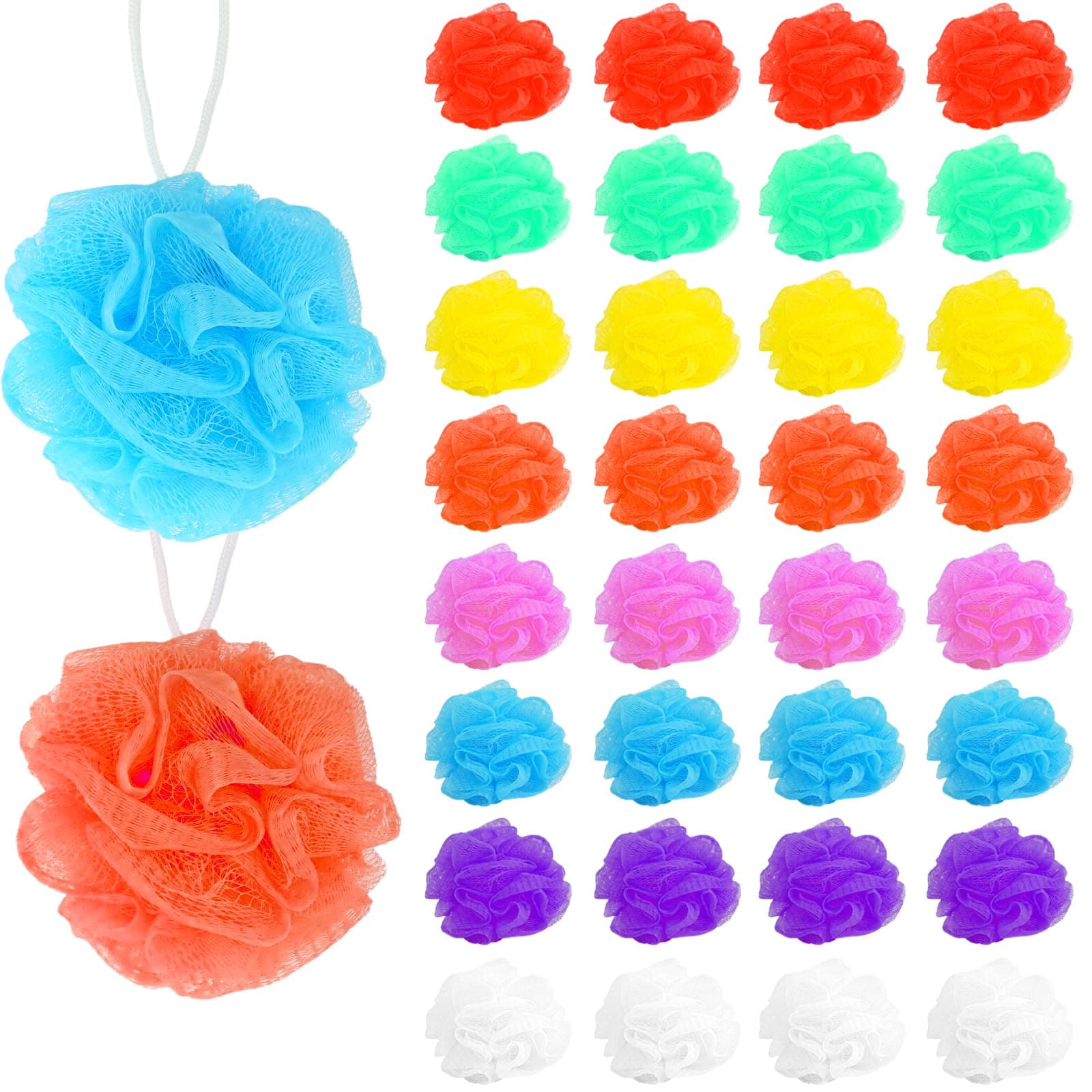 UCEHIPAW 210 Pcs Loofahs Bulk 20g Multicolor Bathing Sponge Cleaning Wash Puff Accessories Soft Mesh Shower Luffas Exfoliating Body Scrubber Packs for Women Men Travel