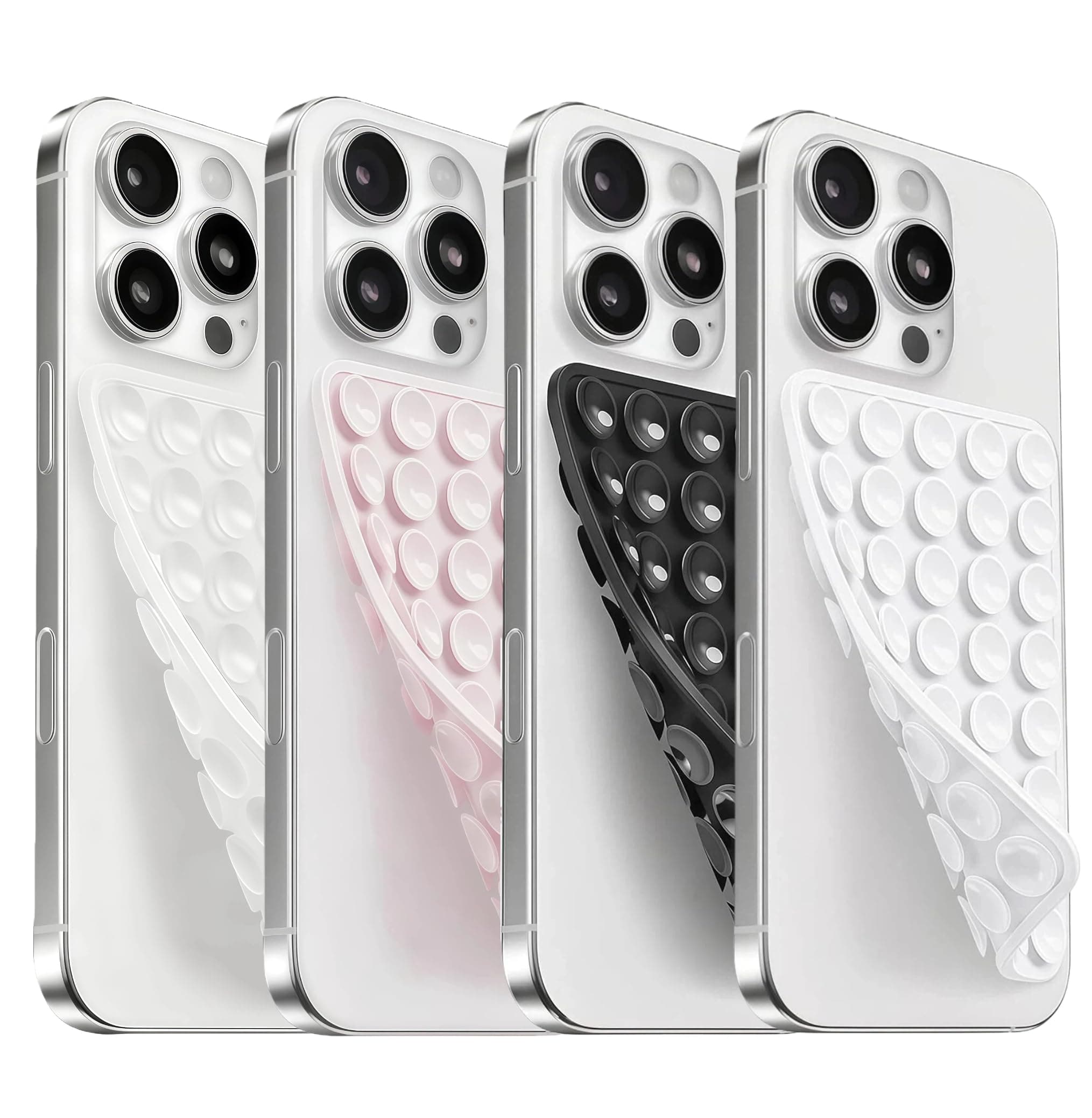 (4 Pack) Silicone Suction Cup Phone Case Mount Double Sided, Combination C