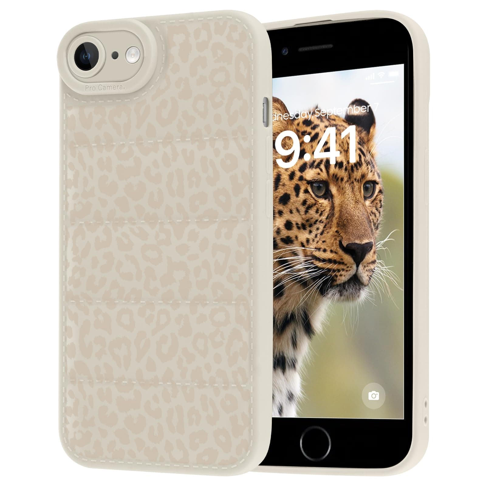 Aoldimu Aesthetics White Leopard Cheetah Print Phone Case for iPhone SE 2022/SE 2020/8/7 Case Shockproof Soft Protective for Women Men Phone Cover Funda for iPhone SE 2022/2020 4.7 Inch