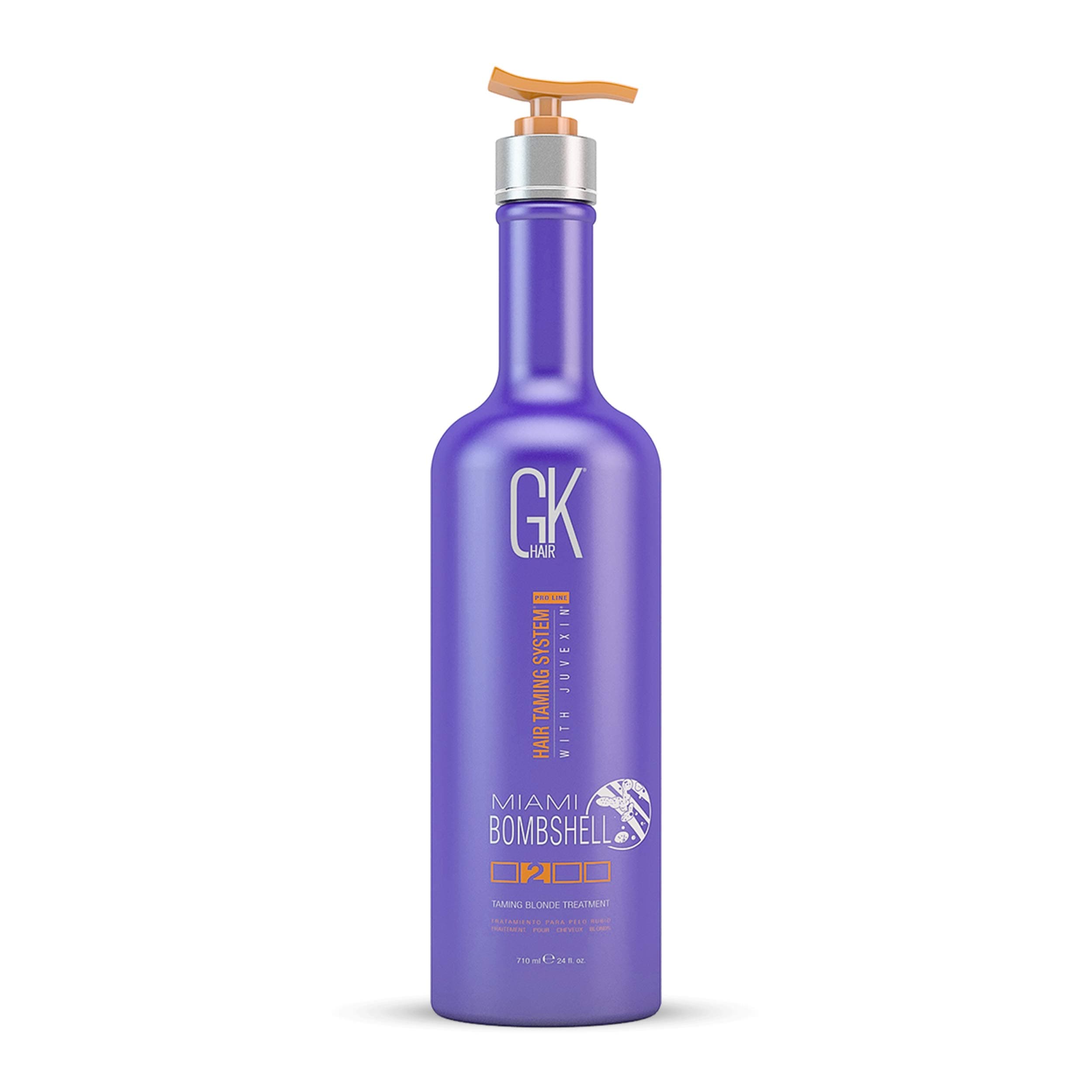 GK HAIR Global Keratin Miami Bombshell - (710ml/24oz) Blonde Gray Hair Smoothing Straightening Blowout Treatment Removes Yellow Brassy Tones for Woman by GKhair