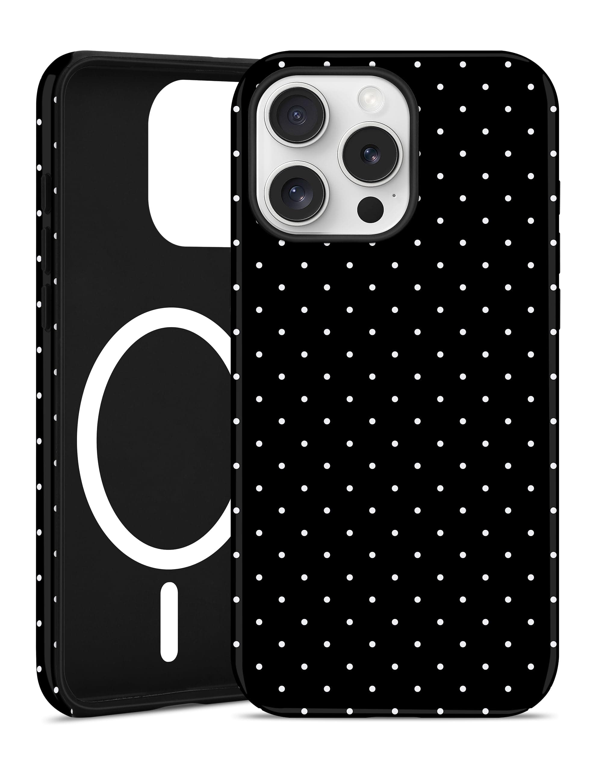 Jusy Magnetic Polka Dot Case for iPhone 15 Pro,Black