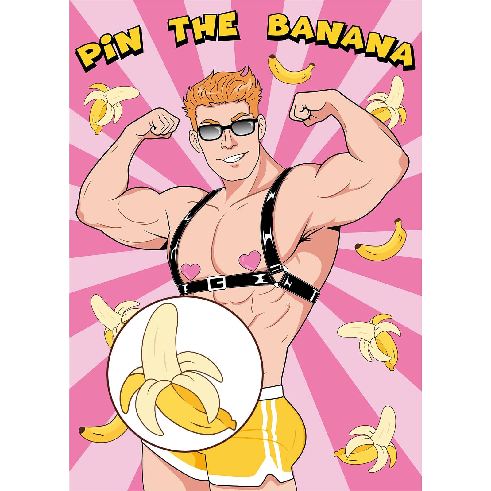 Bachelorette Party Games Pin The Banana on The Hunk Game with 36 Stickers Large Game Poster for Bridal Shower Games Bachelorette Party Games Girls Night Party Games