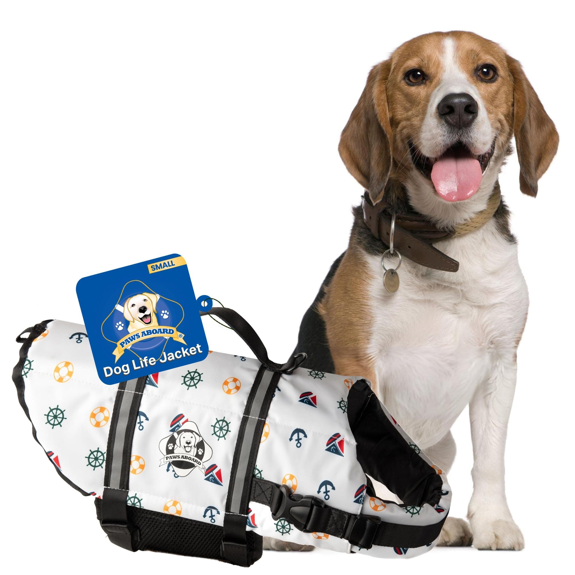 Paws Aboard PAWN1300 Designer Doggy Life Jacket, Small, Nautical Print