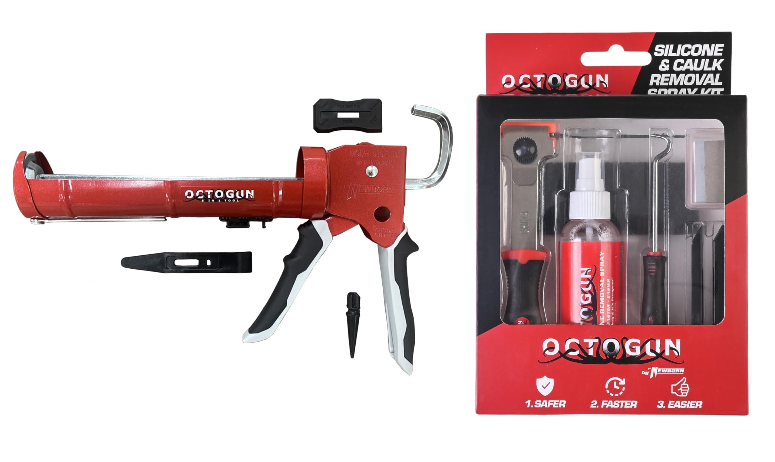 Octogun 930-GTD Caulk Gun by Newborn and Octogun Silicone/Caulk Removal Kit
