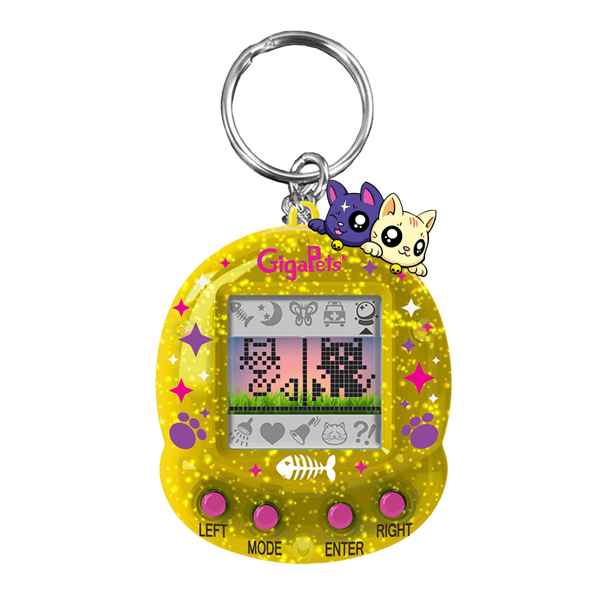 Giga Pets Virtual Animal Pet Toy, Upgraded Collector’s Edition, Glossy New Housing Shell, Nostalgic 90s Toy, 3D Pet Live in Motion - CompuKitty & StarCat