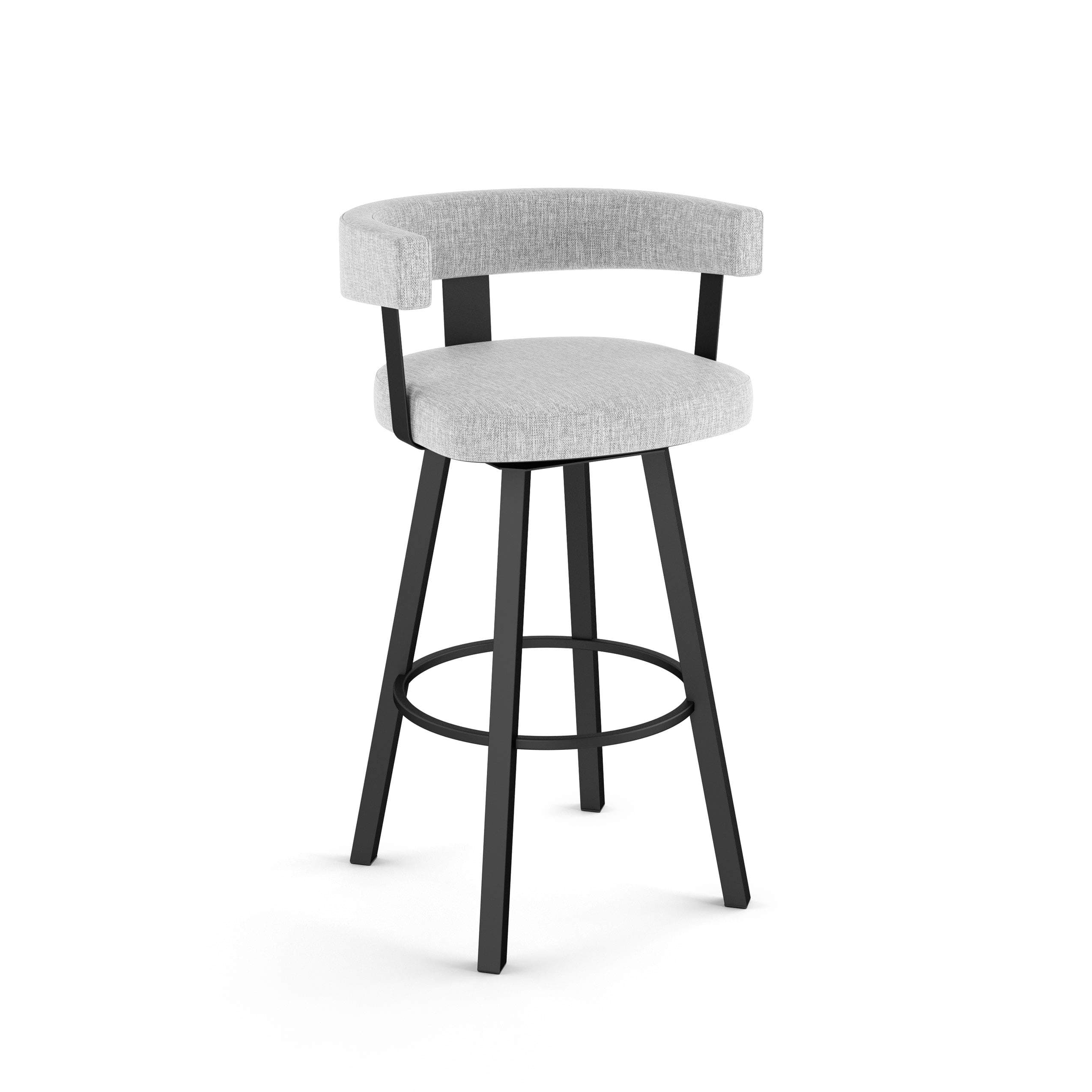 Amisco Parker 30.25" Bar Height Swivel Stool - Grey White Polyester/Black Metal