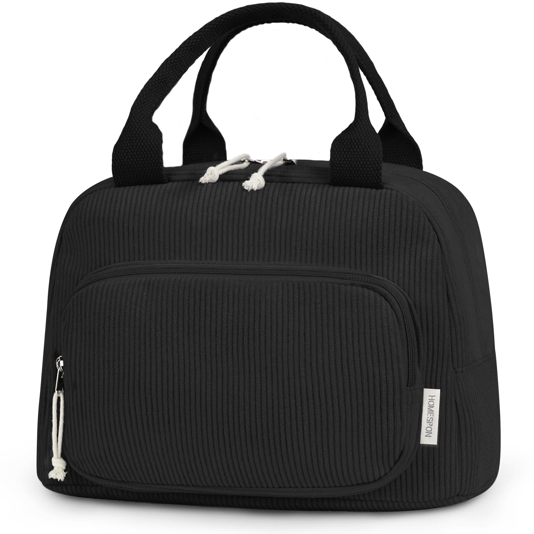 HOMESPON Corduroy Insulated Lunch Bag Small Tote Box with Pocket for Women