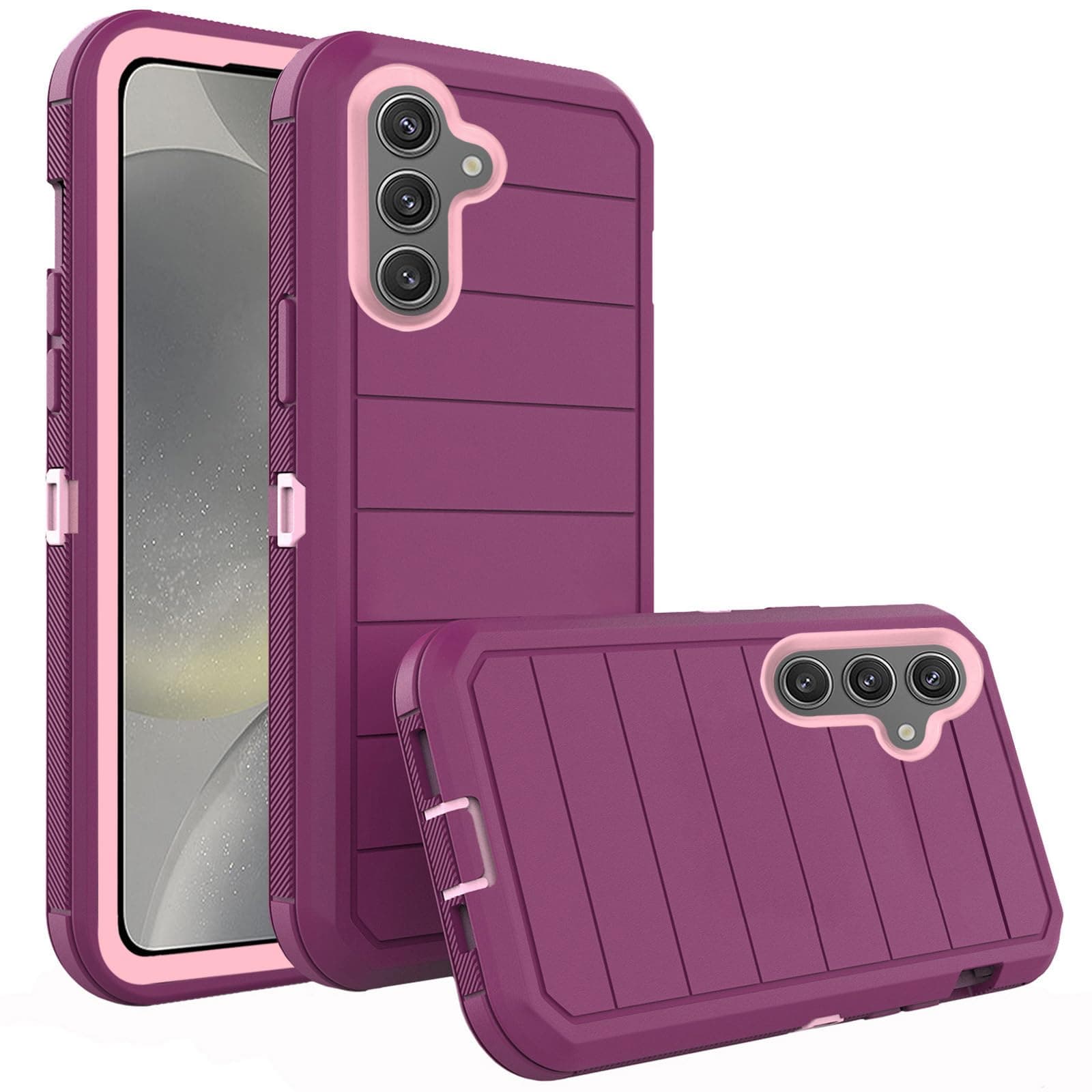 Asuwish Phone Case for Samsung Galaxy S24 FE 5G, Military Grade Shockproof Hybrid Cell Cover, Full Body Heavy Duty Rugged Hard Protective Mobile Accessories S 24 EF S24FE 24S Women Men Purple