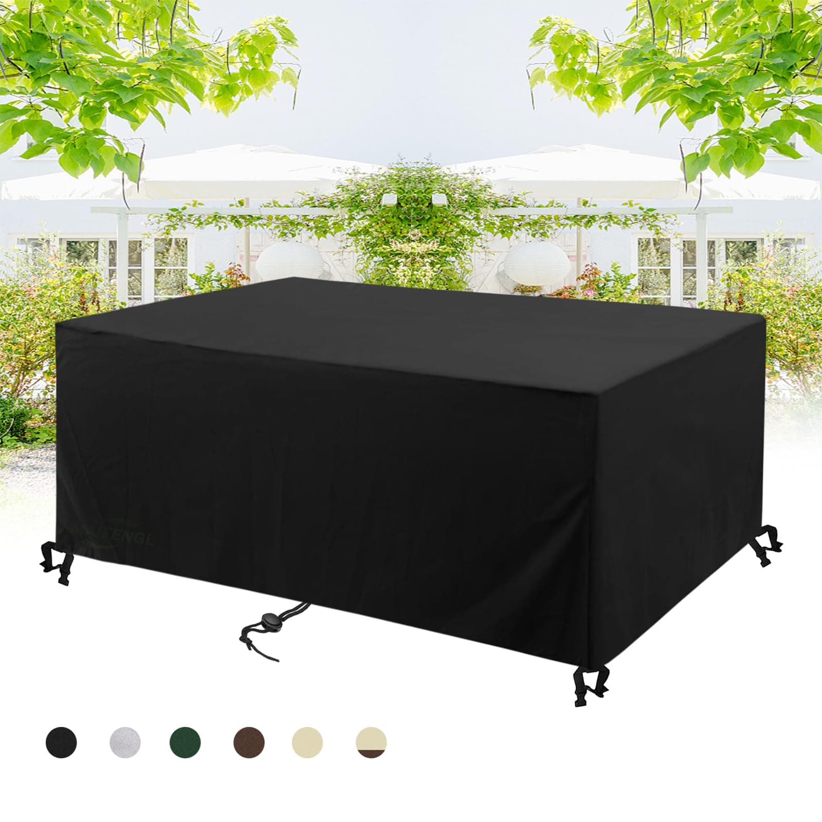 Patio Furniture Covers Waterproof, Heavy Duty 420D Outdoor Furniture Cover Dining Table and Chairs General Purpose Furniture Cover-Black|| 63" Lx59 Wx31 H