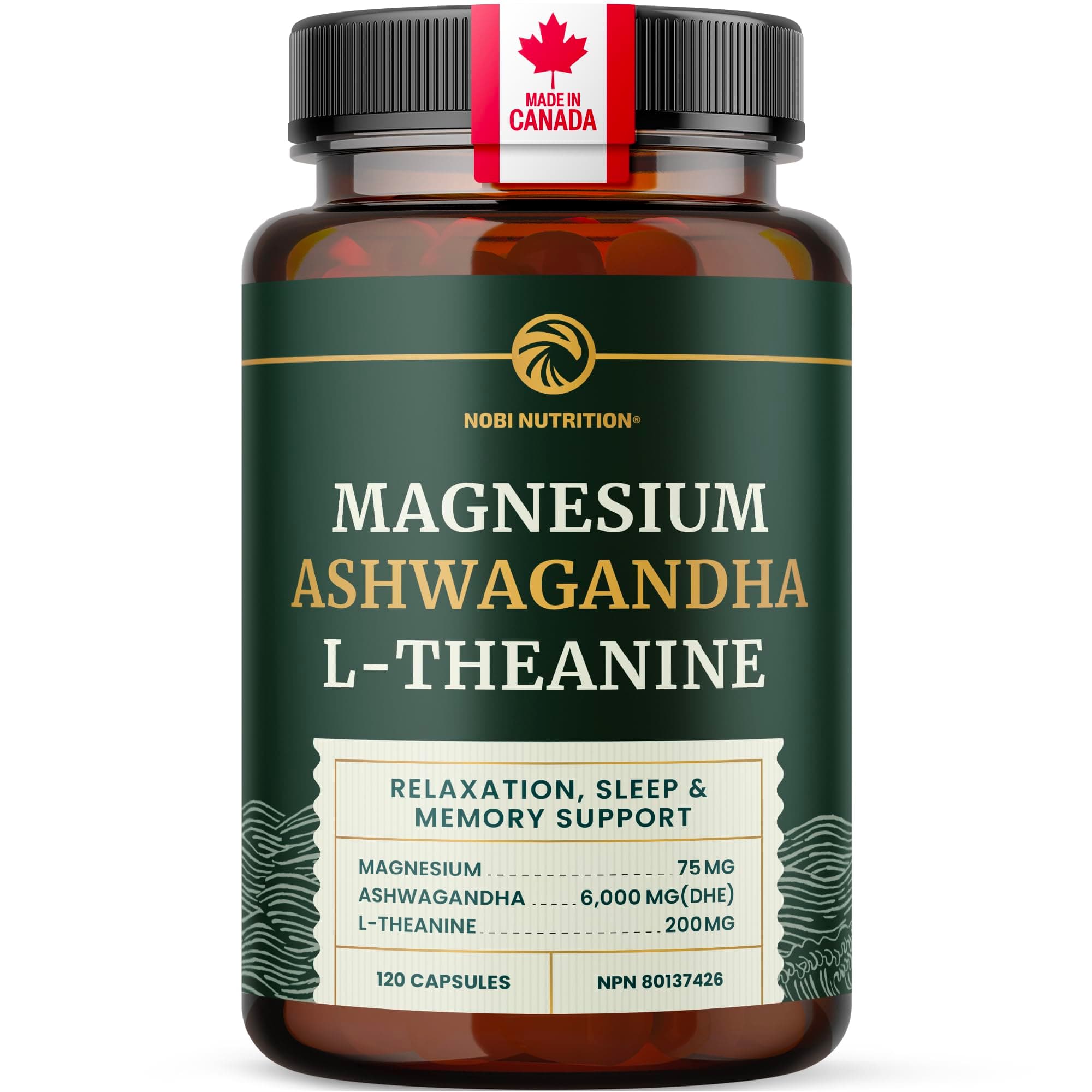 L Theanine Magnesium Glycinate + Ashwagandha Supplement, Relaxation Support