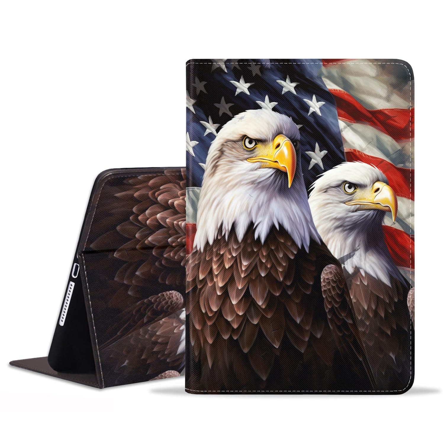 BXIKEOPIU Case for Samsung Galaxy Tab S9 FE 5G 10.9 Inch/Galaxy Tab S9 11 Inch 2023, Slim PU Leather Stand Folio Cover with Auto Wake Sleep, Patriotic American Flag Bald Eagle