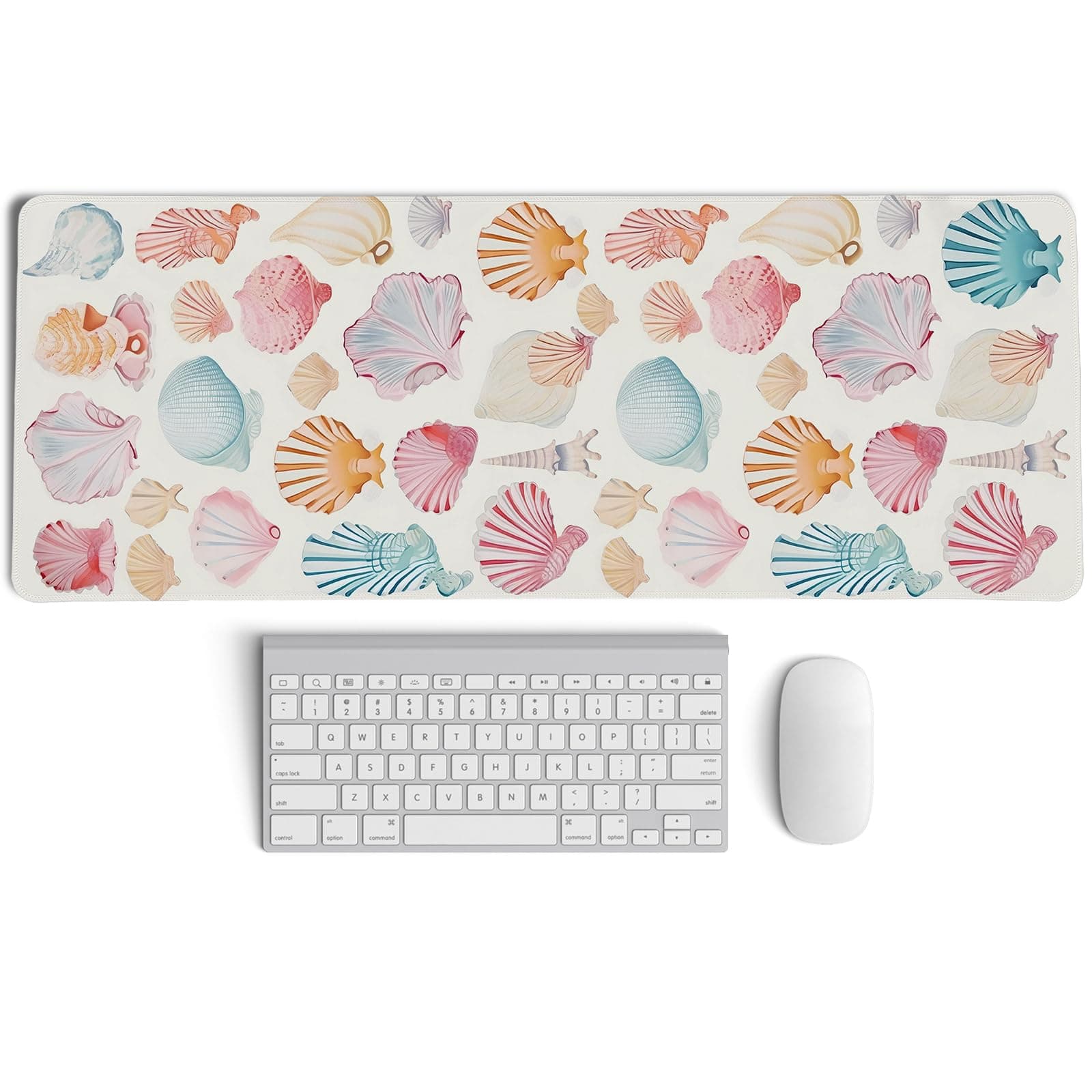 PaJiaNi Ocean Coastal Mouse Pad,Colorful Seashells Mouse Pad,31.5x11.8IN
