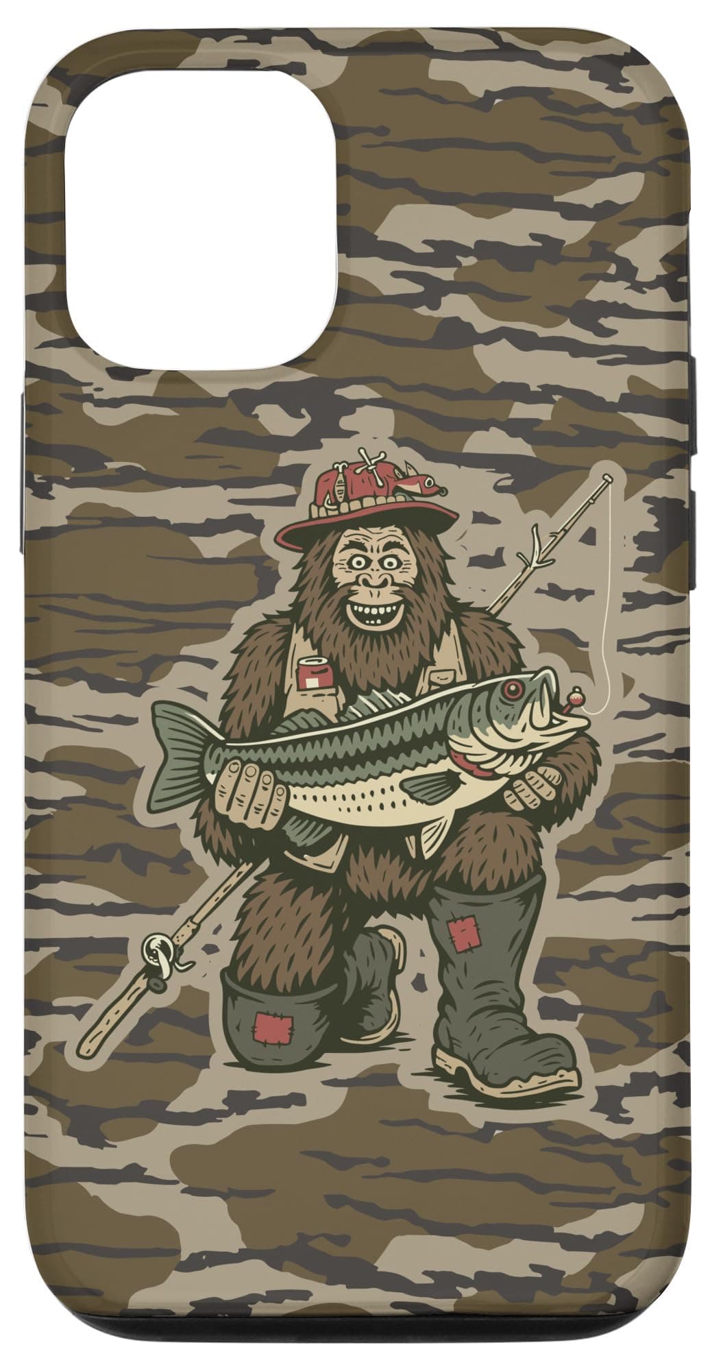Fishing Sasquatch Bigfoot Bass Fisherman Cryptid Funny Camo Case for iPhone 12/12 Pro
