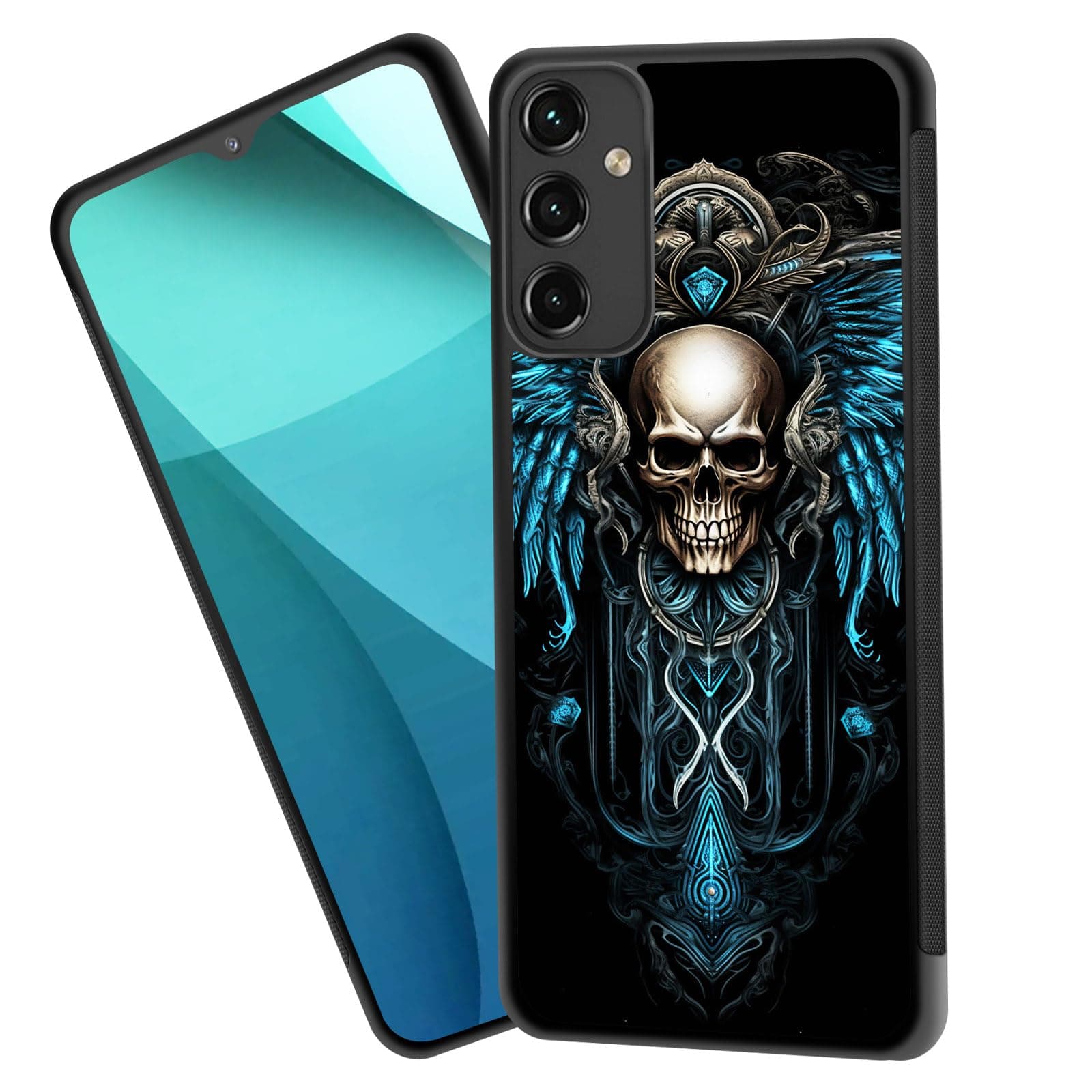 ZQLPLZR for Galaxy A14 5G Case,Tire Anti-Skid Edges Cute Design Shockproof Bumper Full Protection Black Back Cover for Samsung Galaxy A14 5G 6.6 Inch,Winged Skull