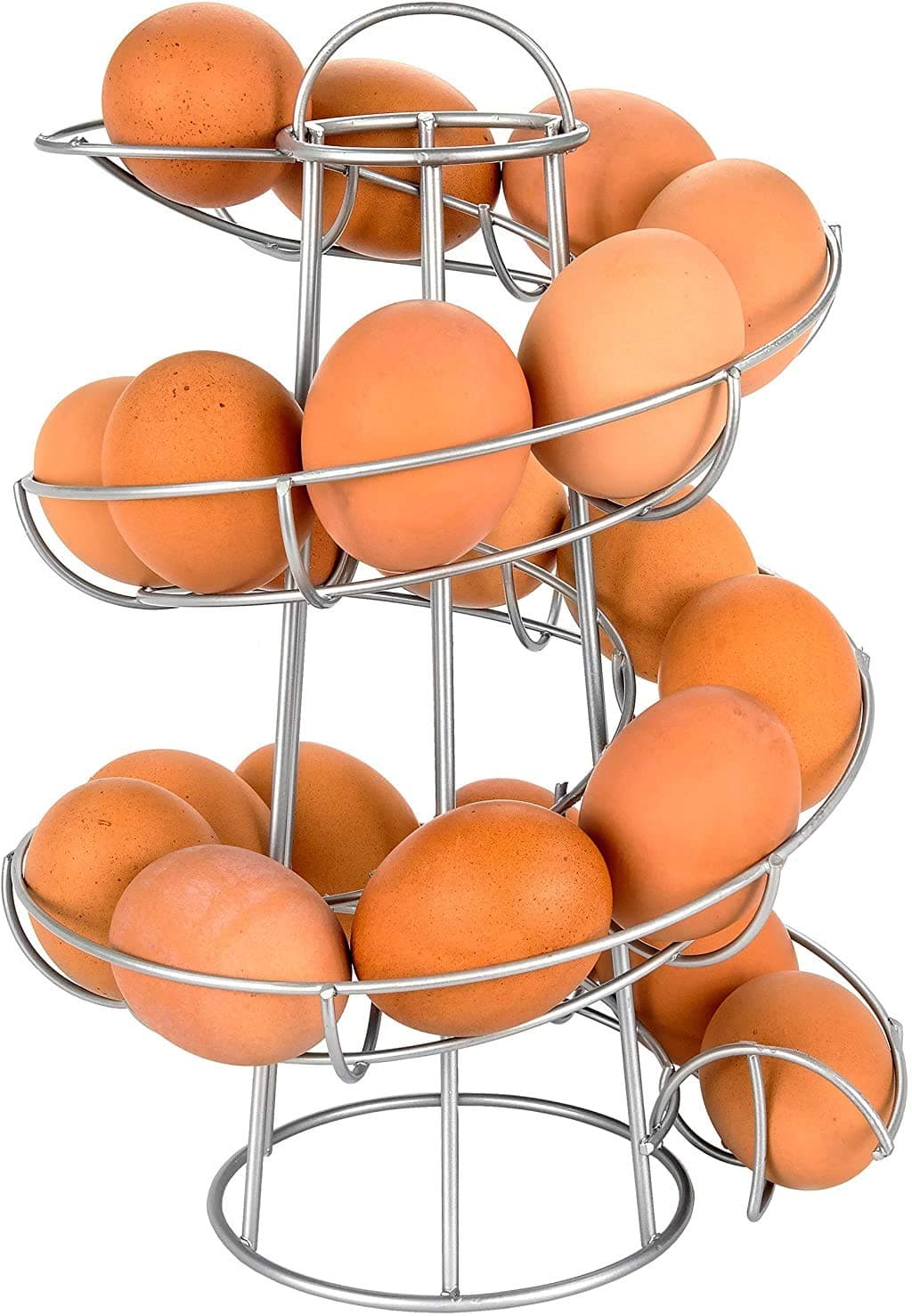 Southern Homewares SH-10159 Egg Skelter Deluxe Modern Spiraling Dispenser Rack, Silver
