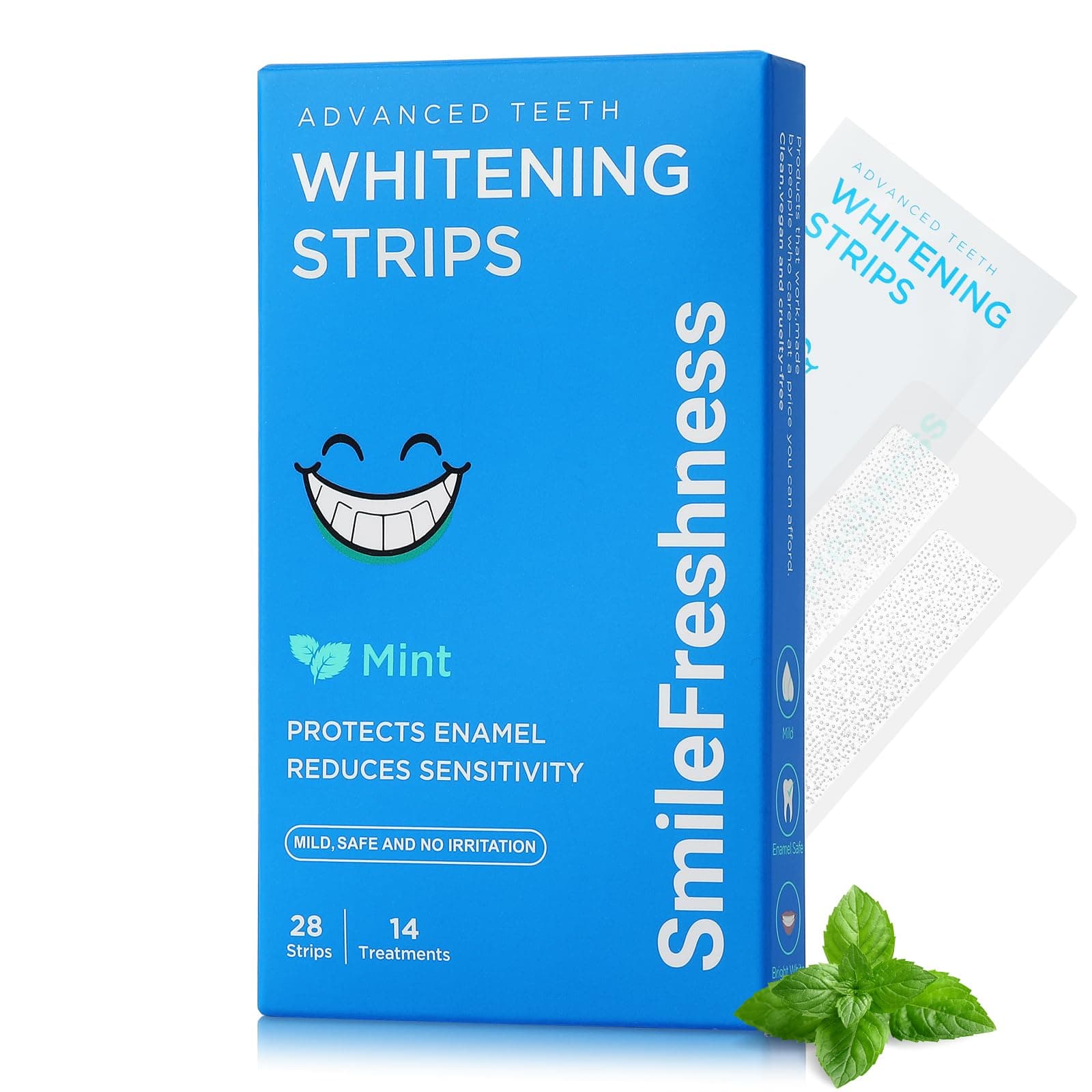 SmileFreshness Teeth Whitening Strips, 14-Day Treatments, Mint
