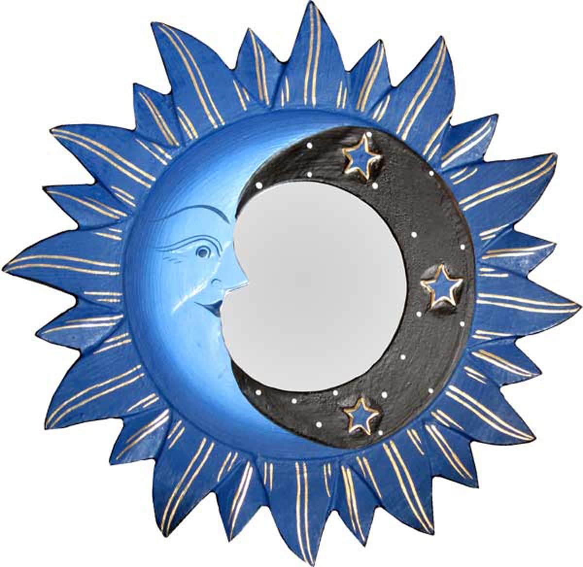 Blue Sun, Moon & Star Mirror, 8 inch diameter
