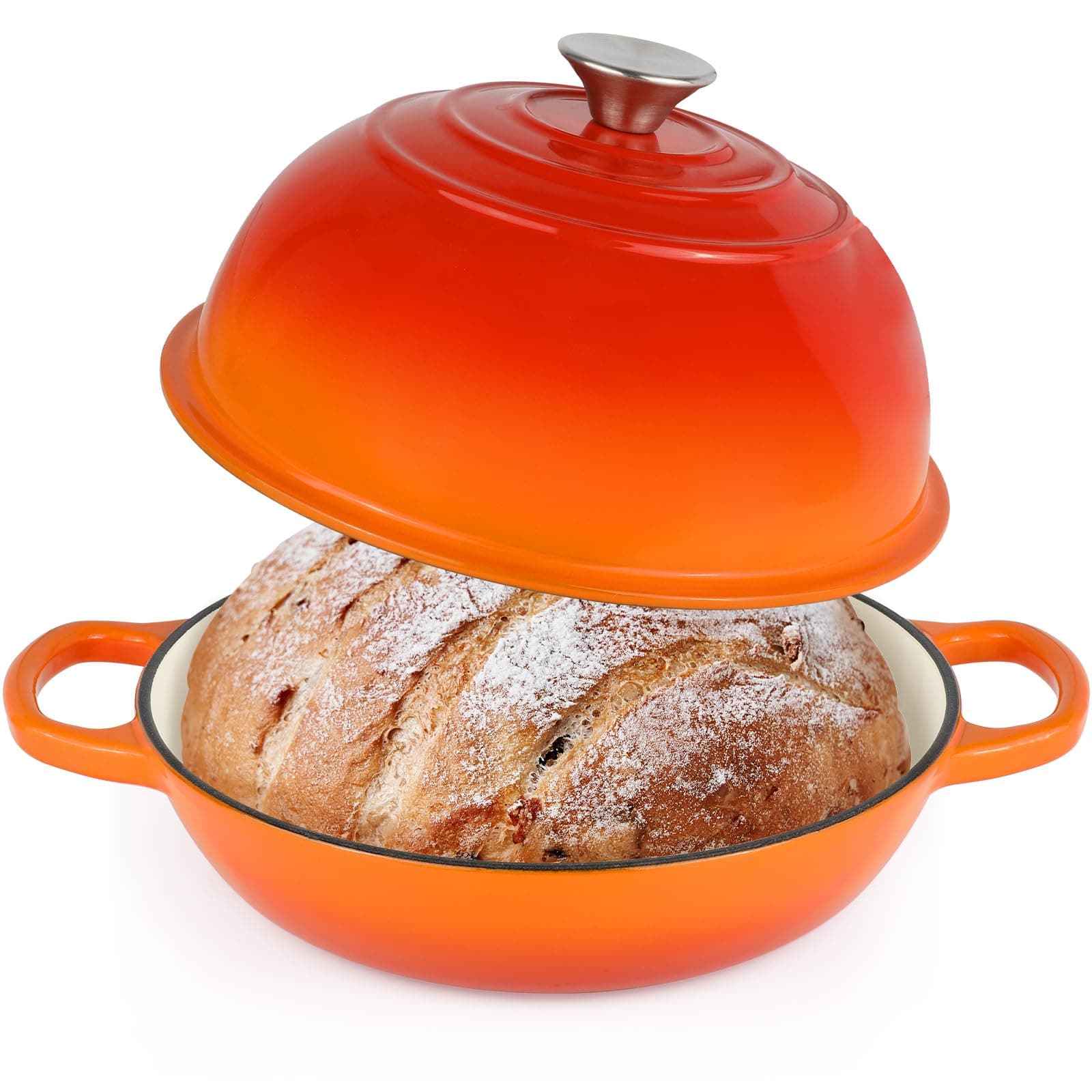 Enameled Bread Oven Dutch Oven Pot with Lid Bread Dutch Oven Orange
