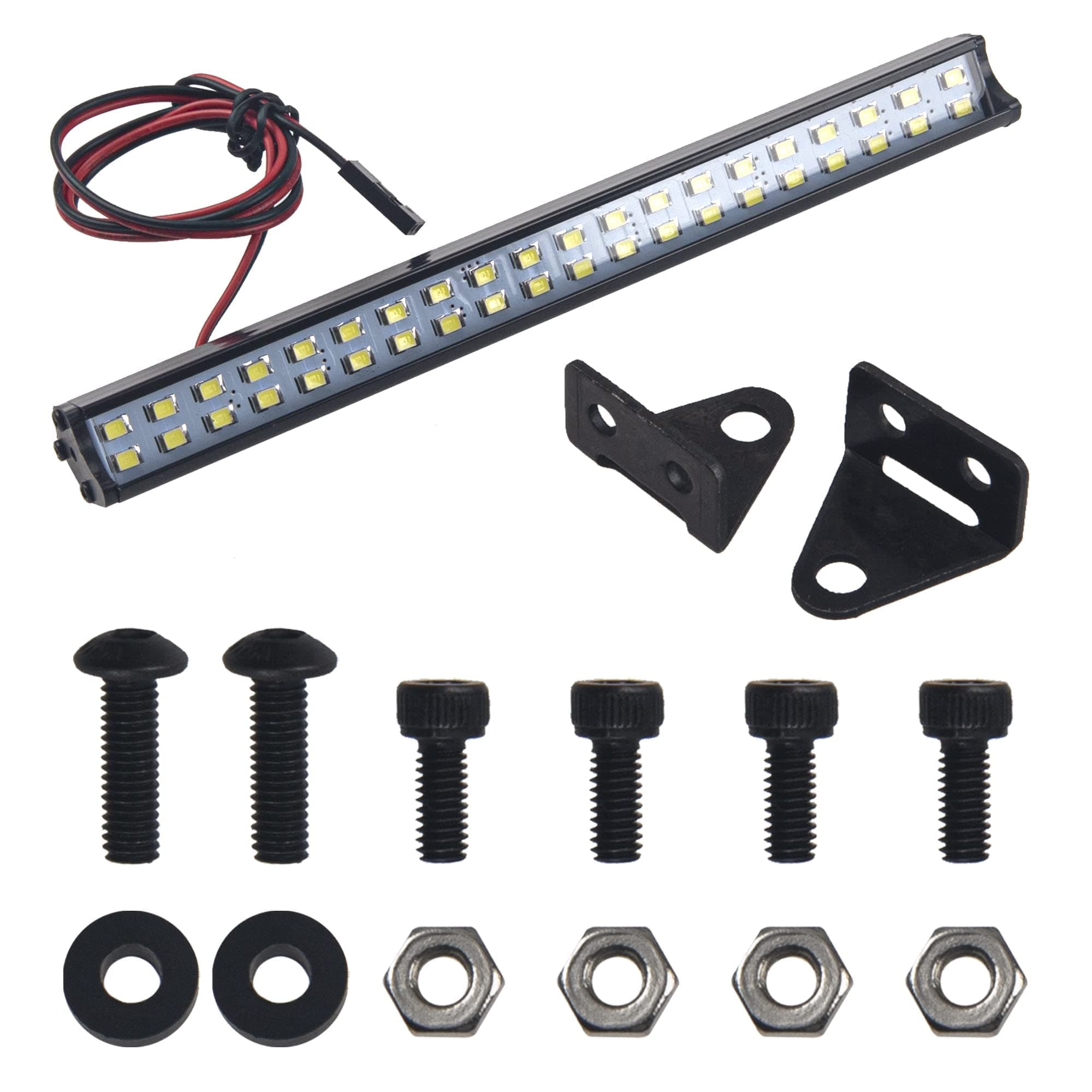 ShareGoo 5.9" Metal RC Car Roof Light Bar Double Row 40 LED Light Lamp Compatible with Traxxas Slash Rustler TRX4 Axial SCX10 Score Yeti Tamiya D90 Gen8 1/10 Scale RC Crawler Car,150mm