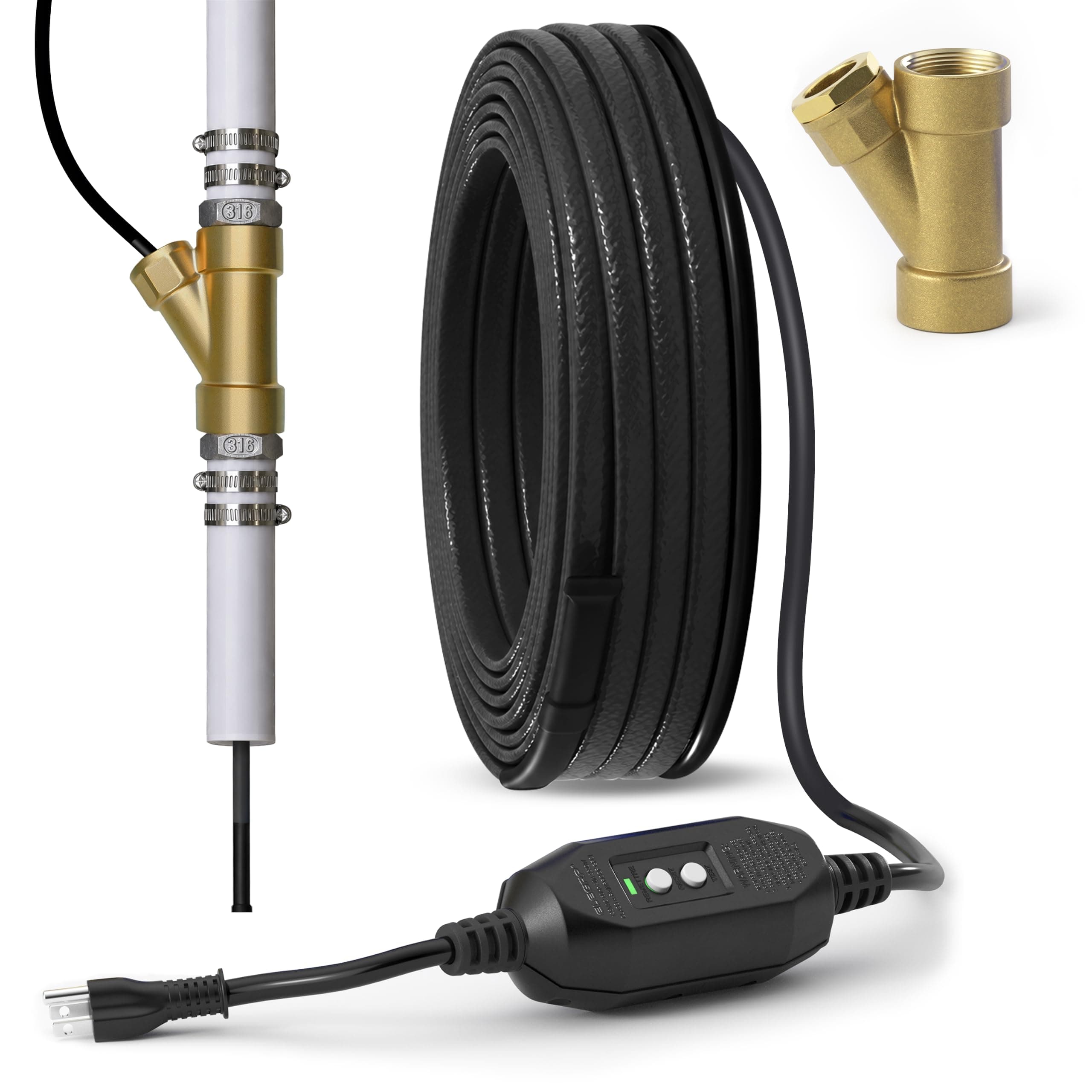 MAXKOSKO 60 ft CSA Y-Fitting in Pipe Heating Cable for Potable Water