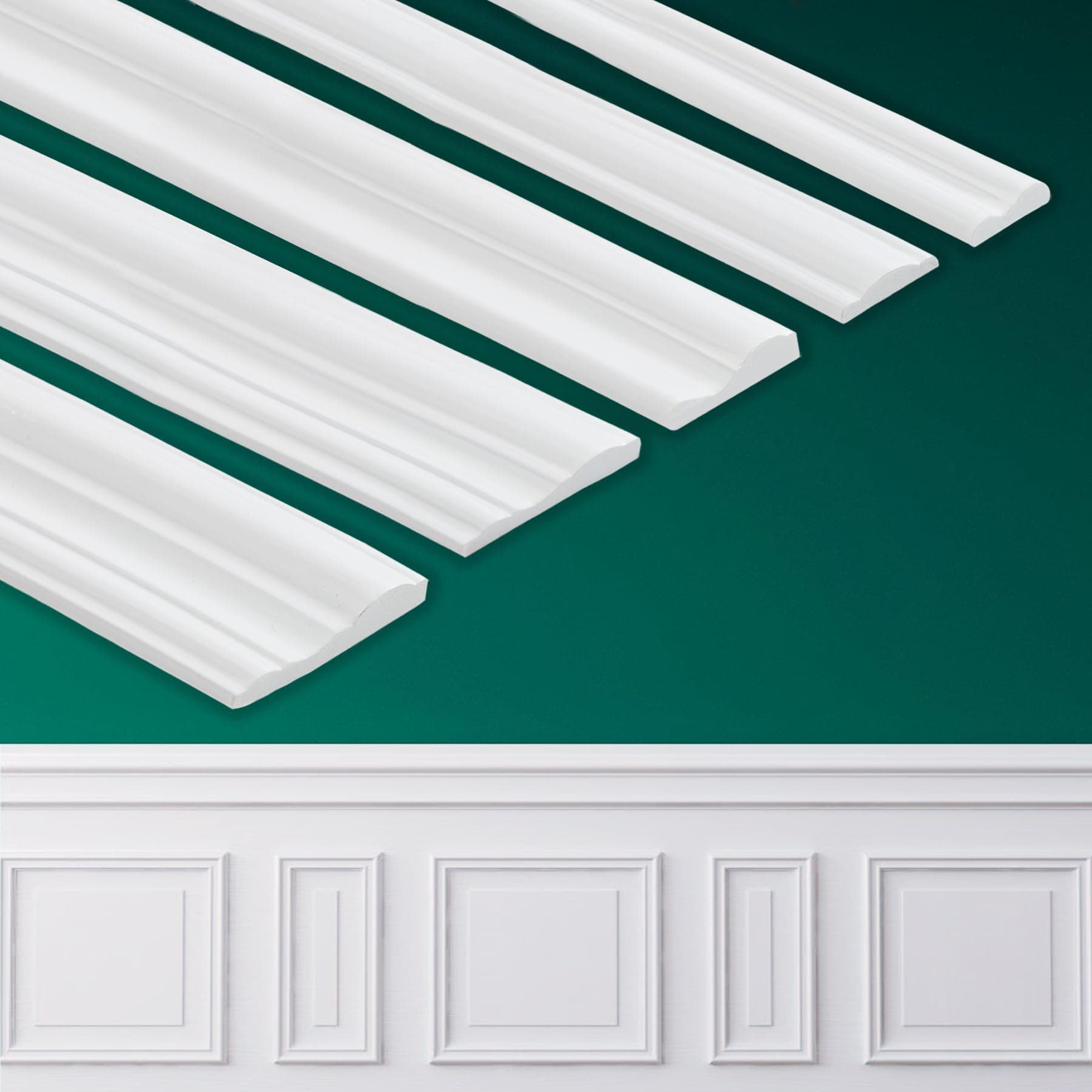 Coengwui Peel and Stick Wall Molding, Chair Rail Wainscoting Panel, Finish Trim for Home Decoration (Paintable White, 3m x 4cm)