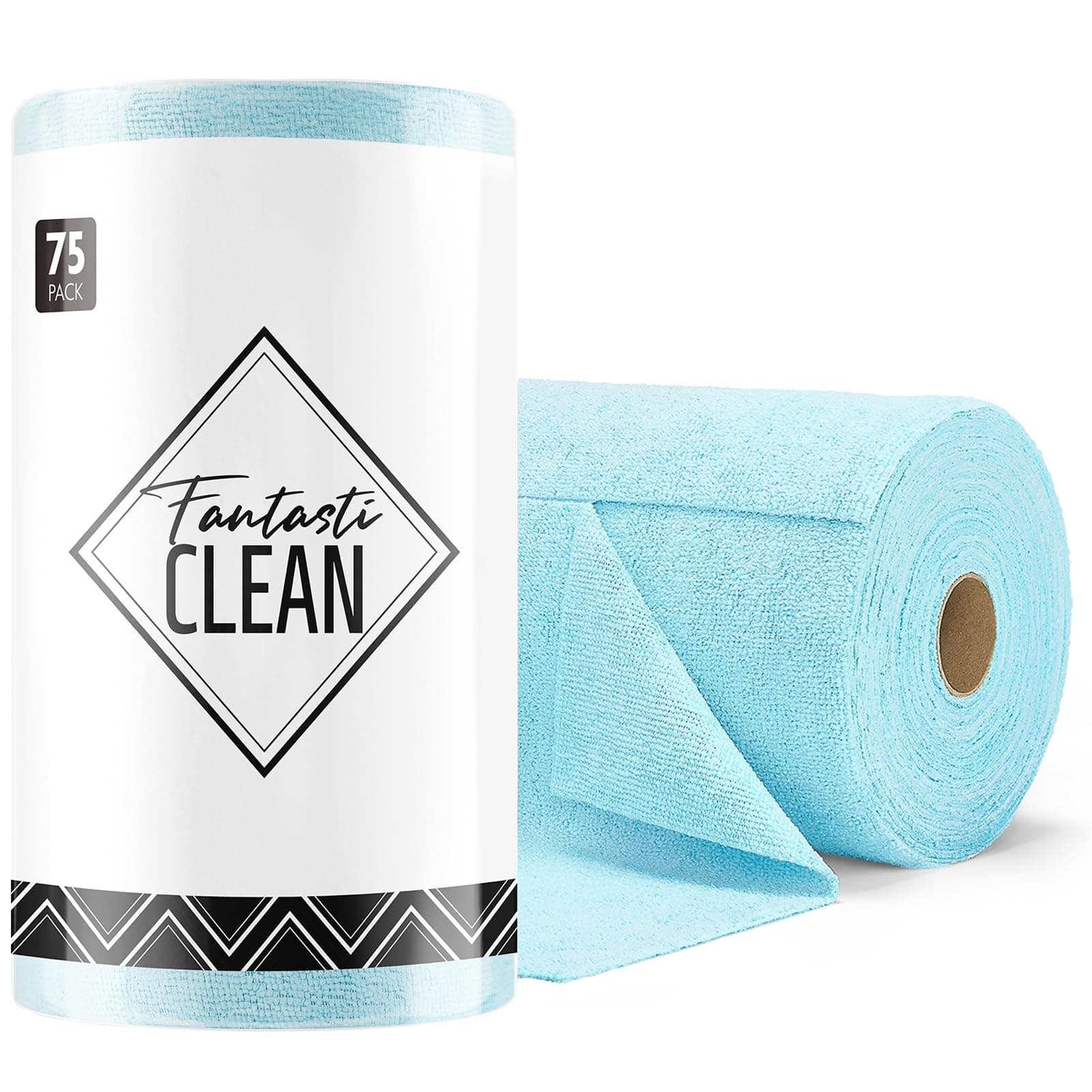 Fantasticlean Microfiber Cleaning Cloth Roll- 75 Sheets, 12" x 12" (Blue)