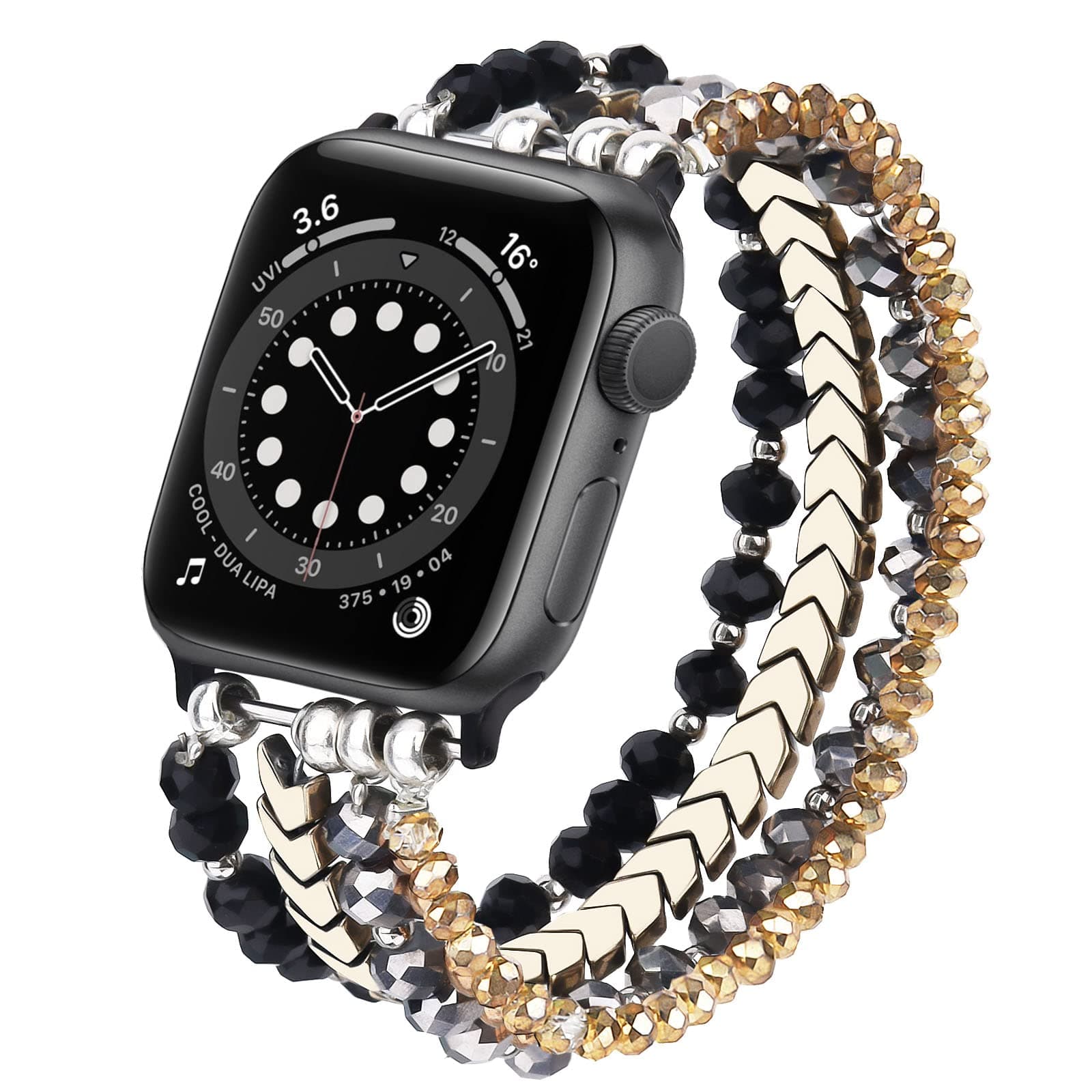 MOFREE Beaded Bracelet Compatible with Apple Watch Band 49mm Women Fashion Handmade Elastic Stretch Strap for iWatch Series Ultra