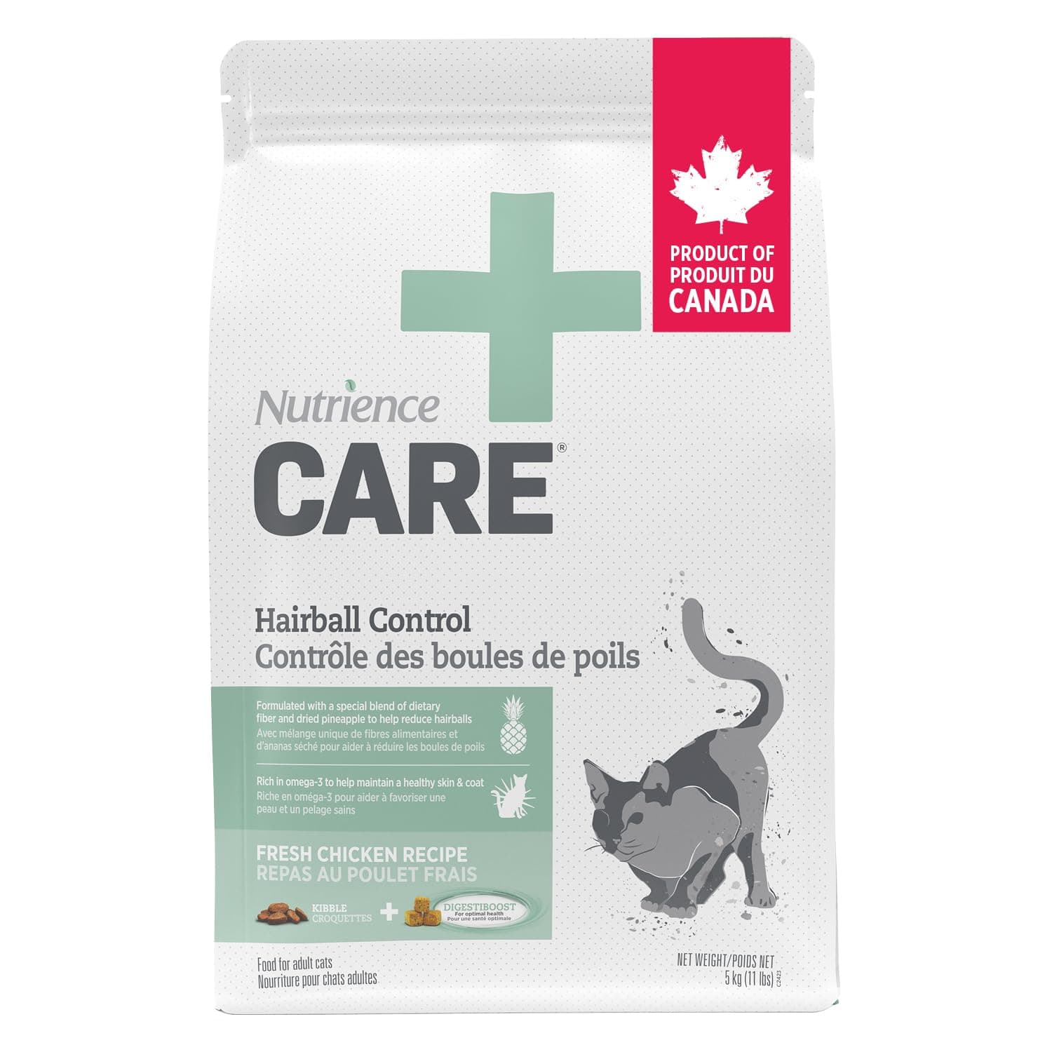 Nutrience Care Hairball Control Cat Food, 5 kg (11 lb), Canadian Chicken, Grain & Gluten Free, Dry Cat Food, Nourriture Pour Chat, Manger Pour Chat